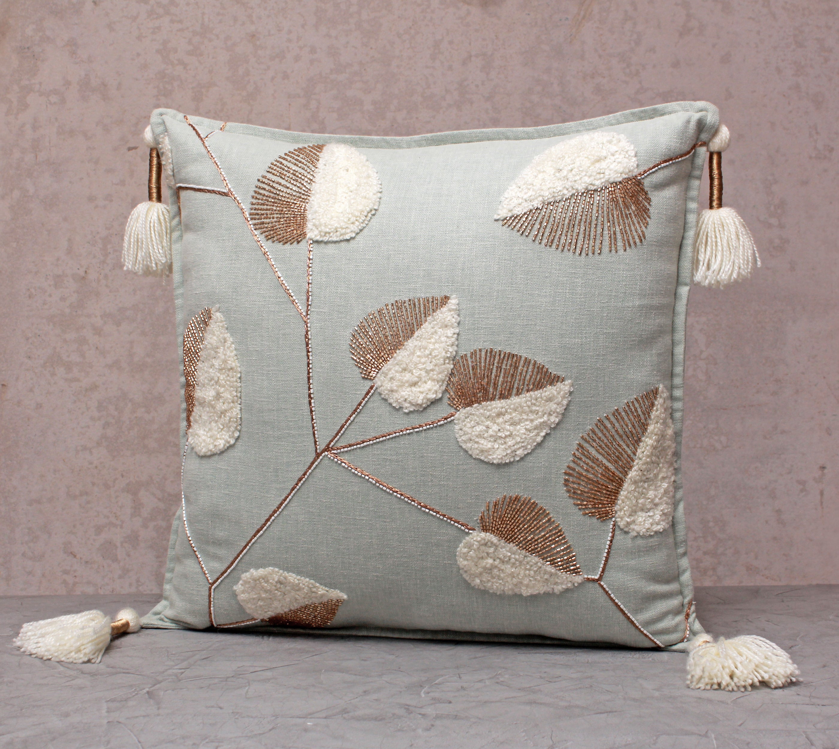 ISABELLA Mint Cotton Cushion Cover