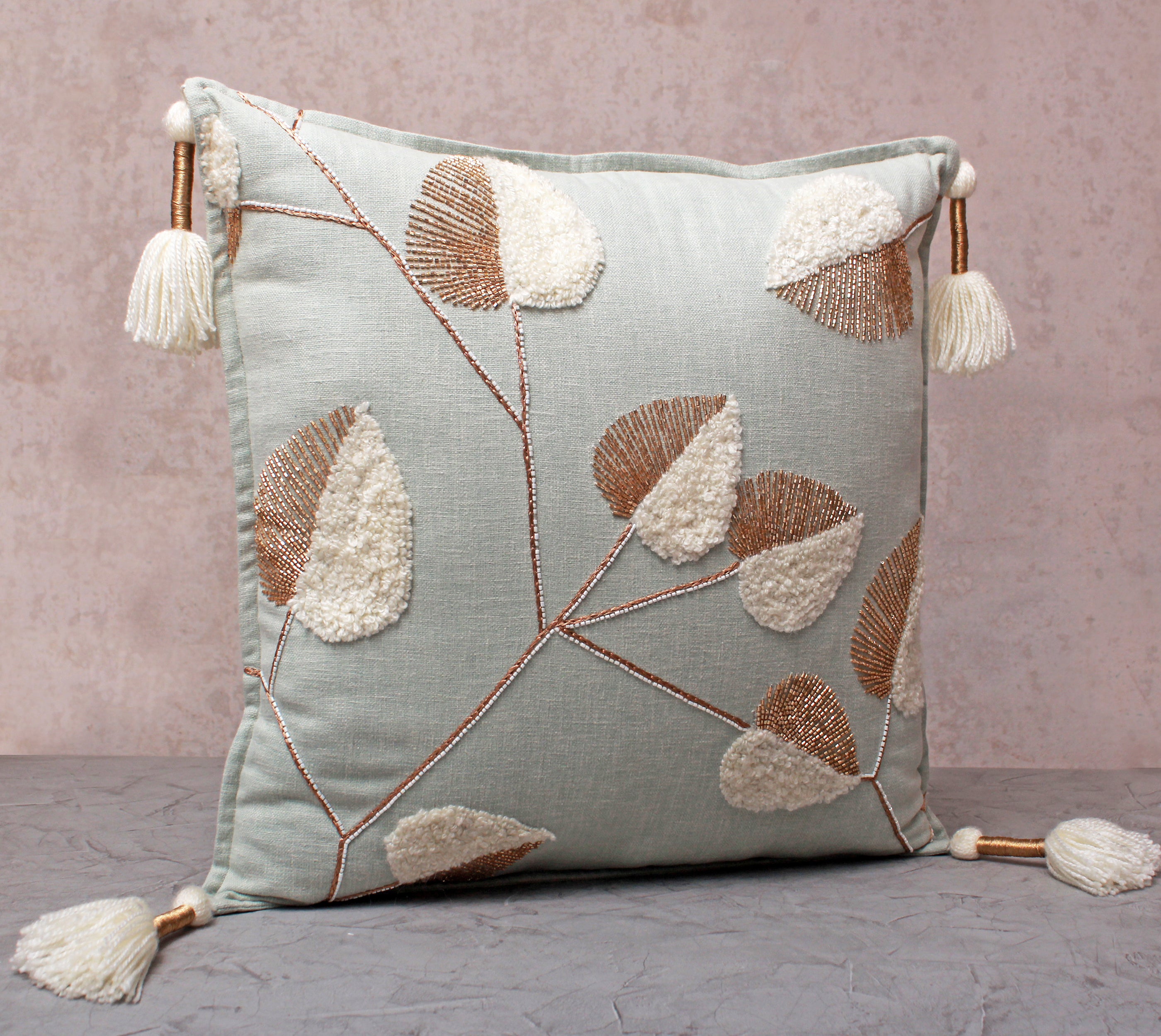 ISABELLA Mint Cotton Cushion Cover