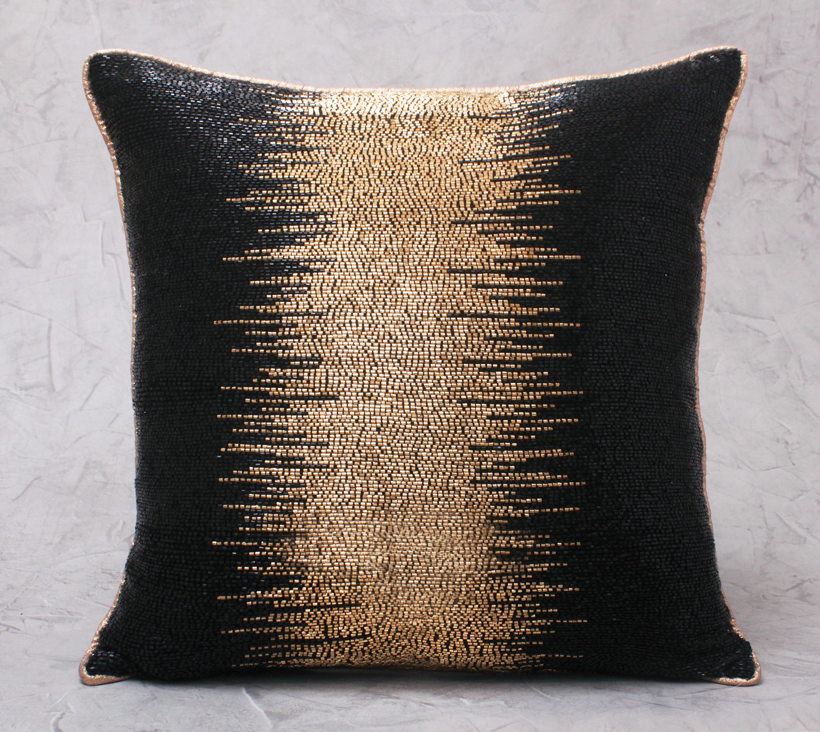 Black & Gold Beaded Cushion Cover