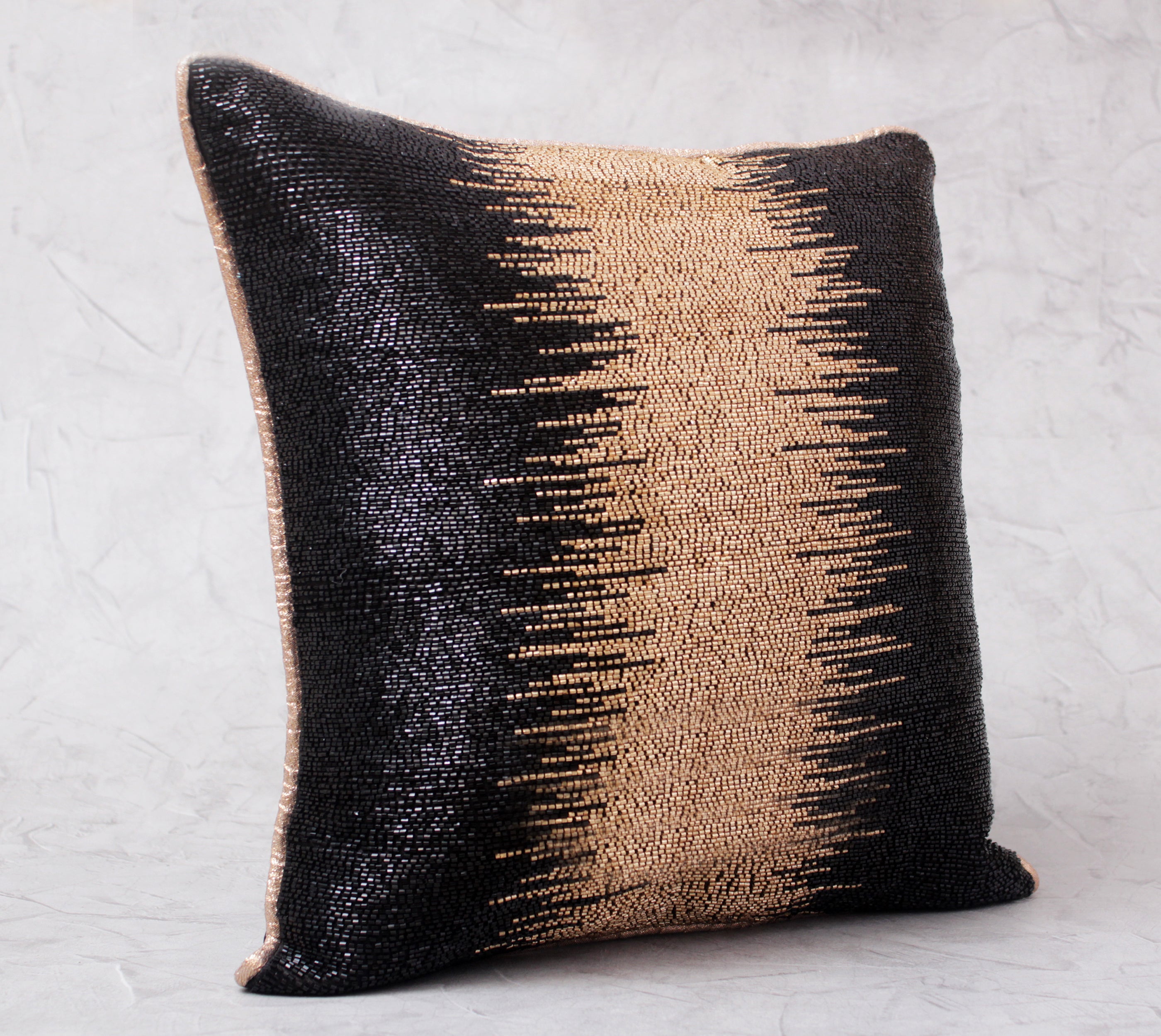 Black & Gold Beaded Cushion Cover