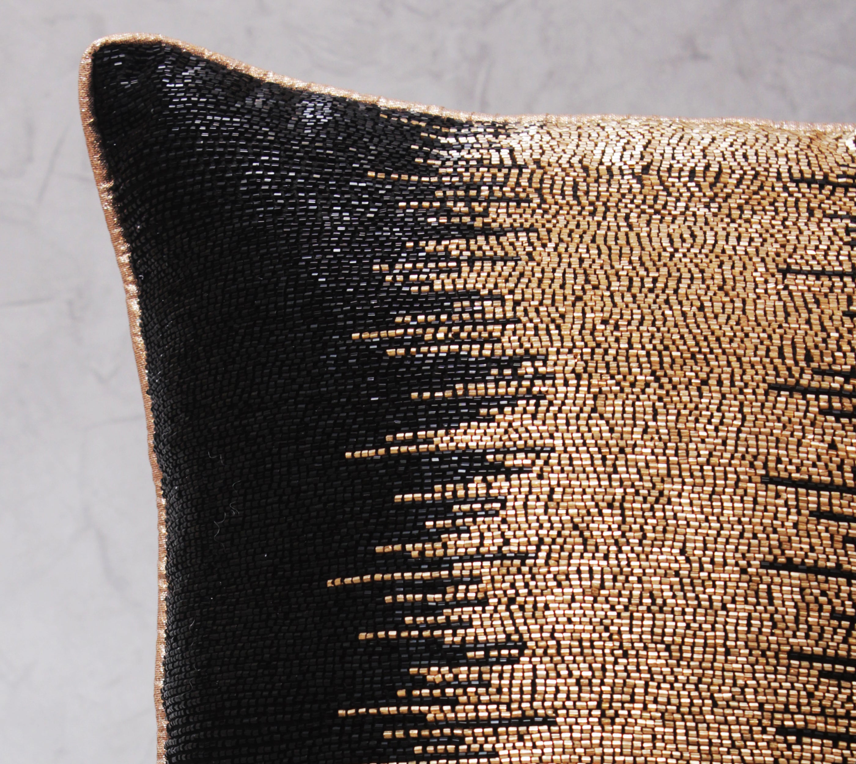 Black & Gold Beaded Cushion Cover