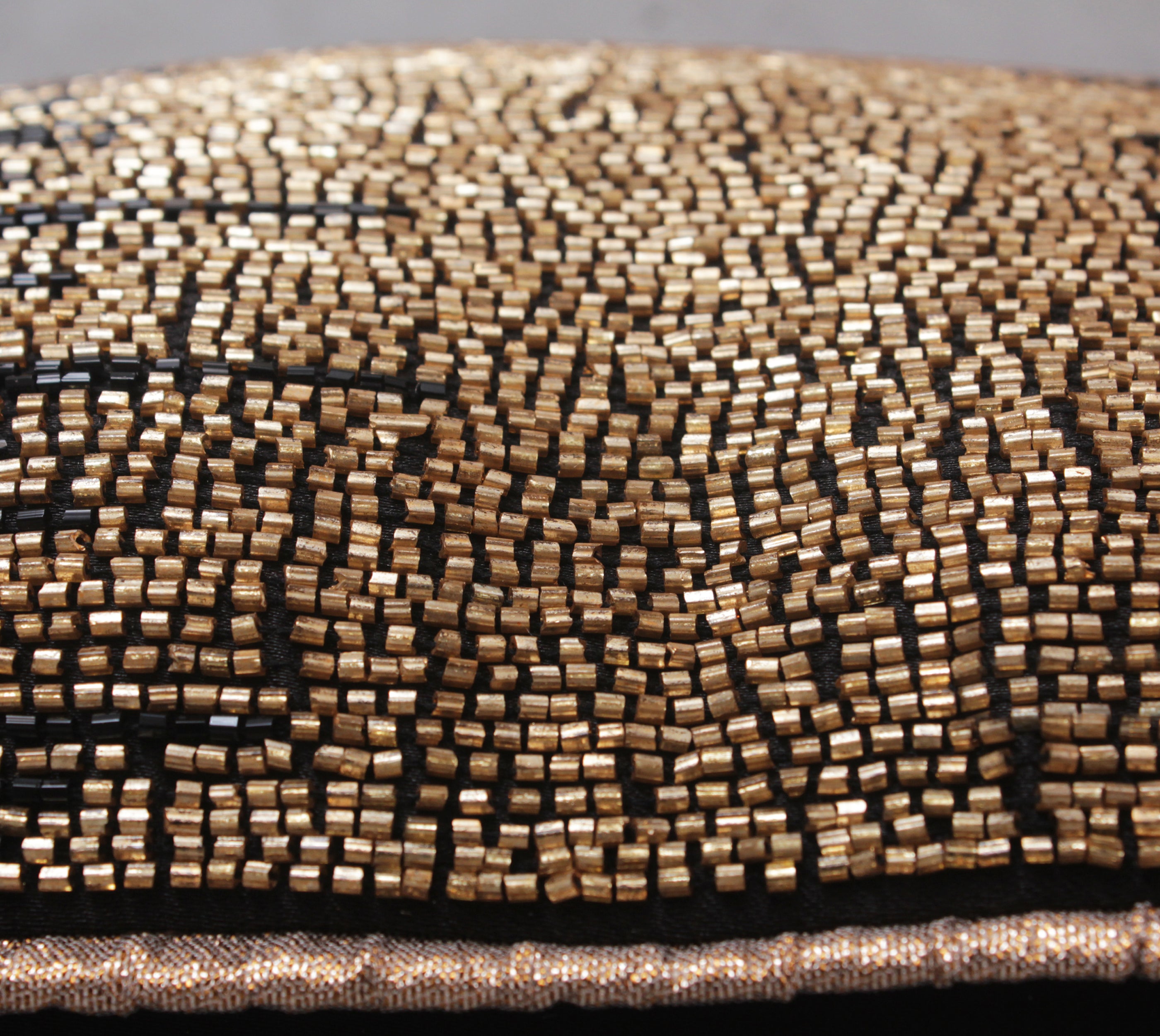 Black & Gold Beaded Cushion Cover