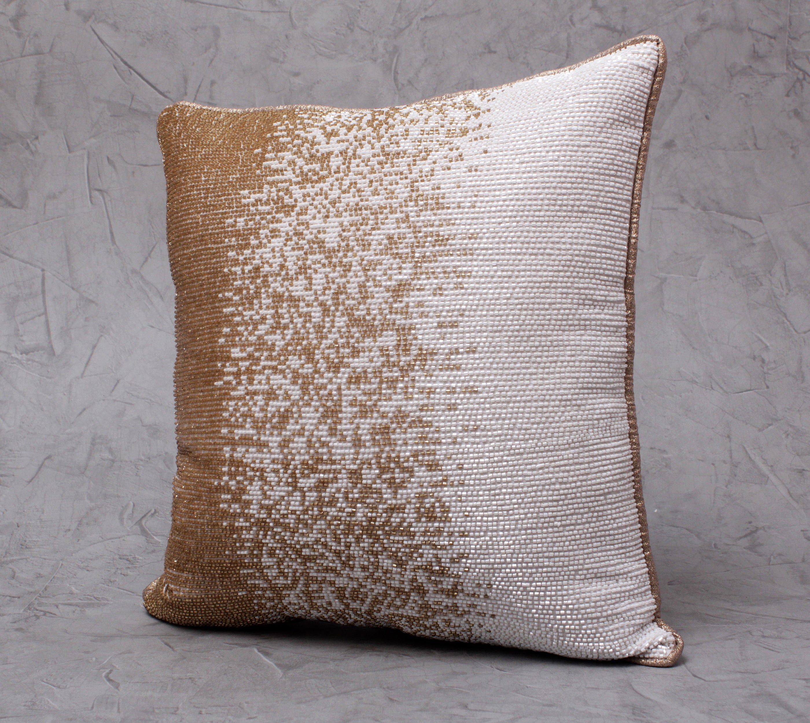 SPRUCE White Gold Beaded Cushion Cover