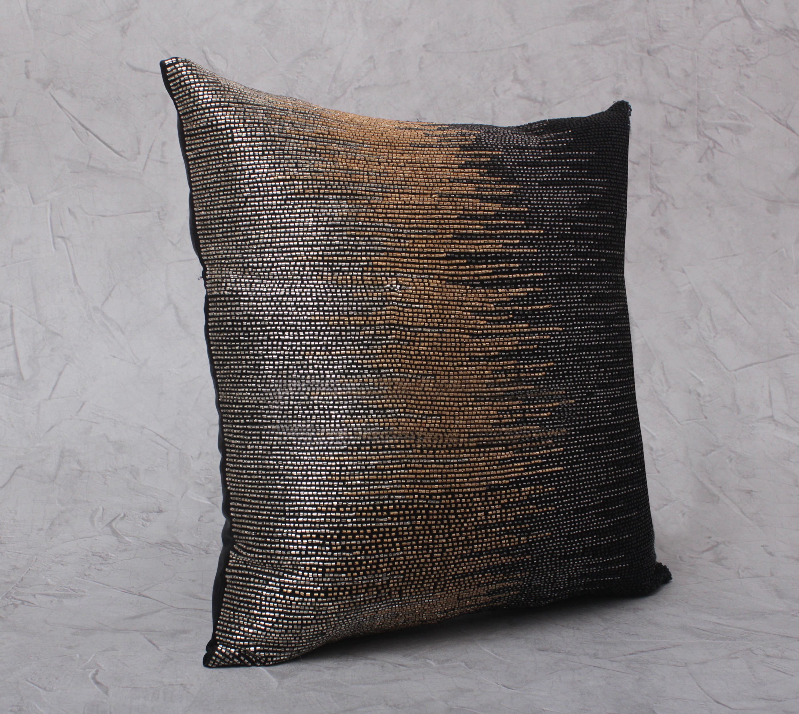 SPRUCE Black Grey Gold Beaded Cushion Cover