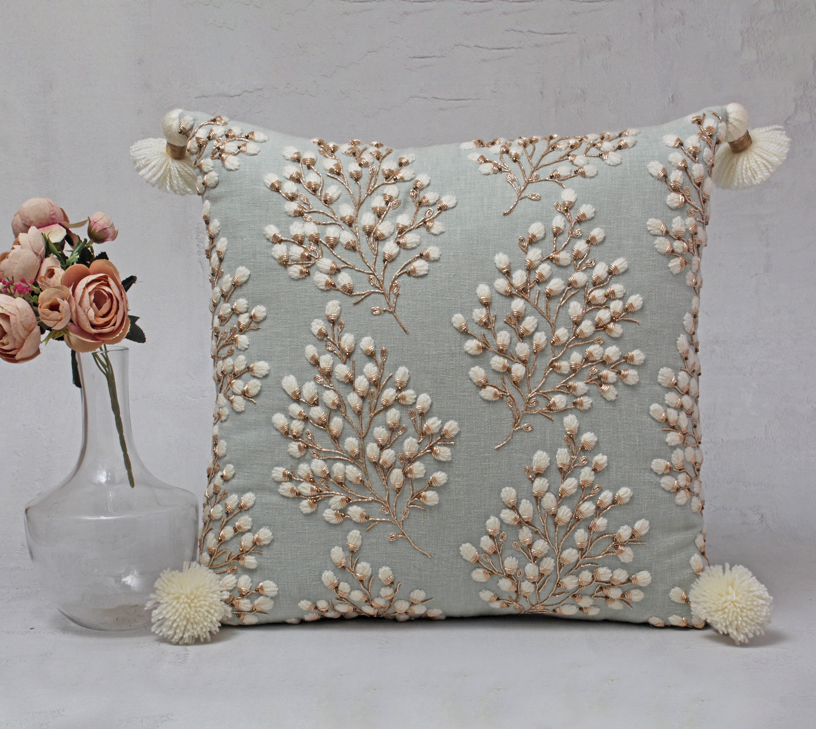 ISABELLA Mint Cotton Cushion Cover