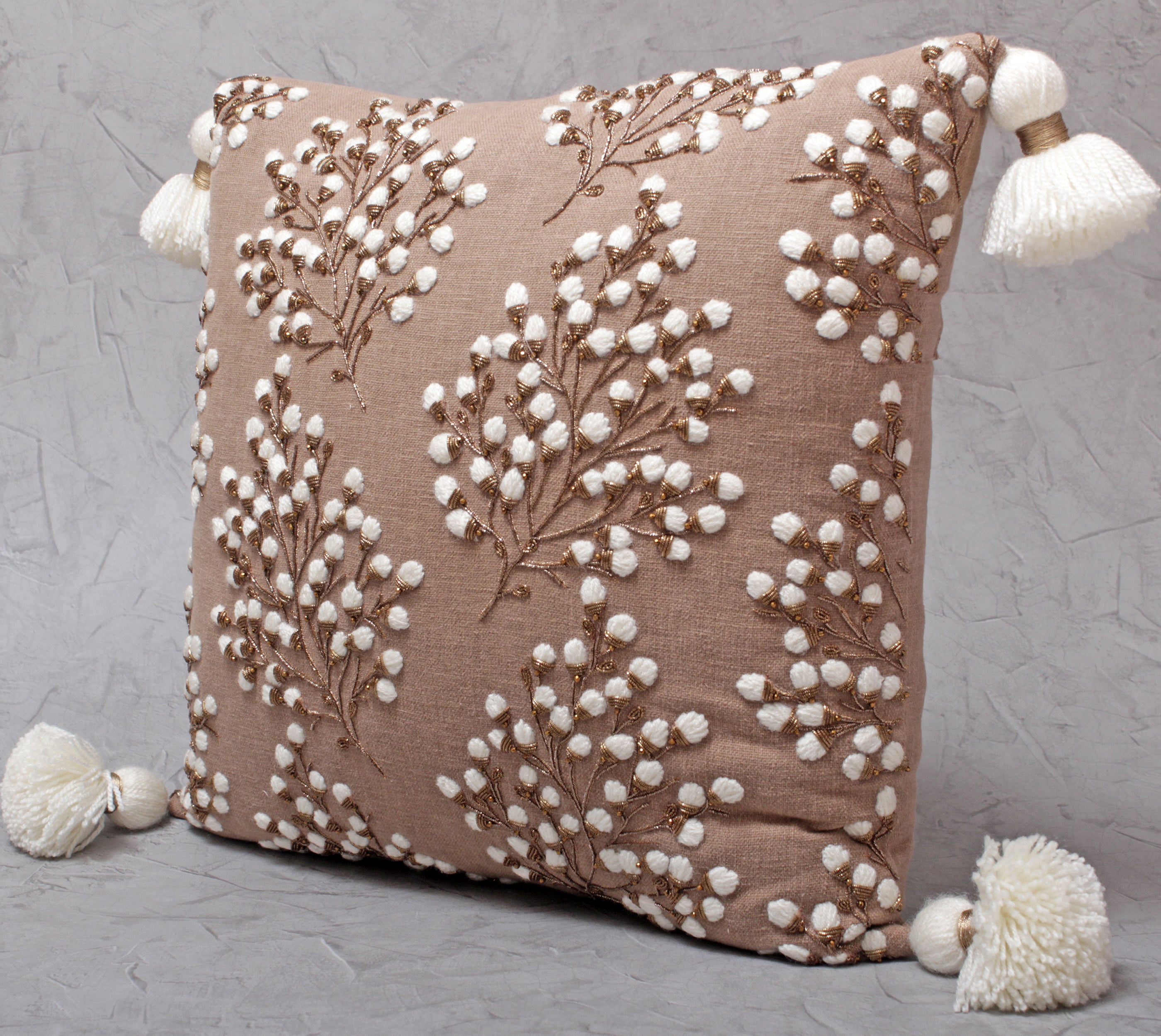 ISABELLA Light Brown Cotton Cushion Cover