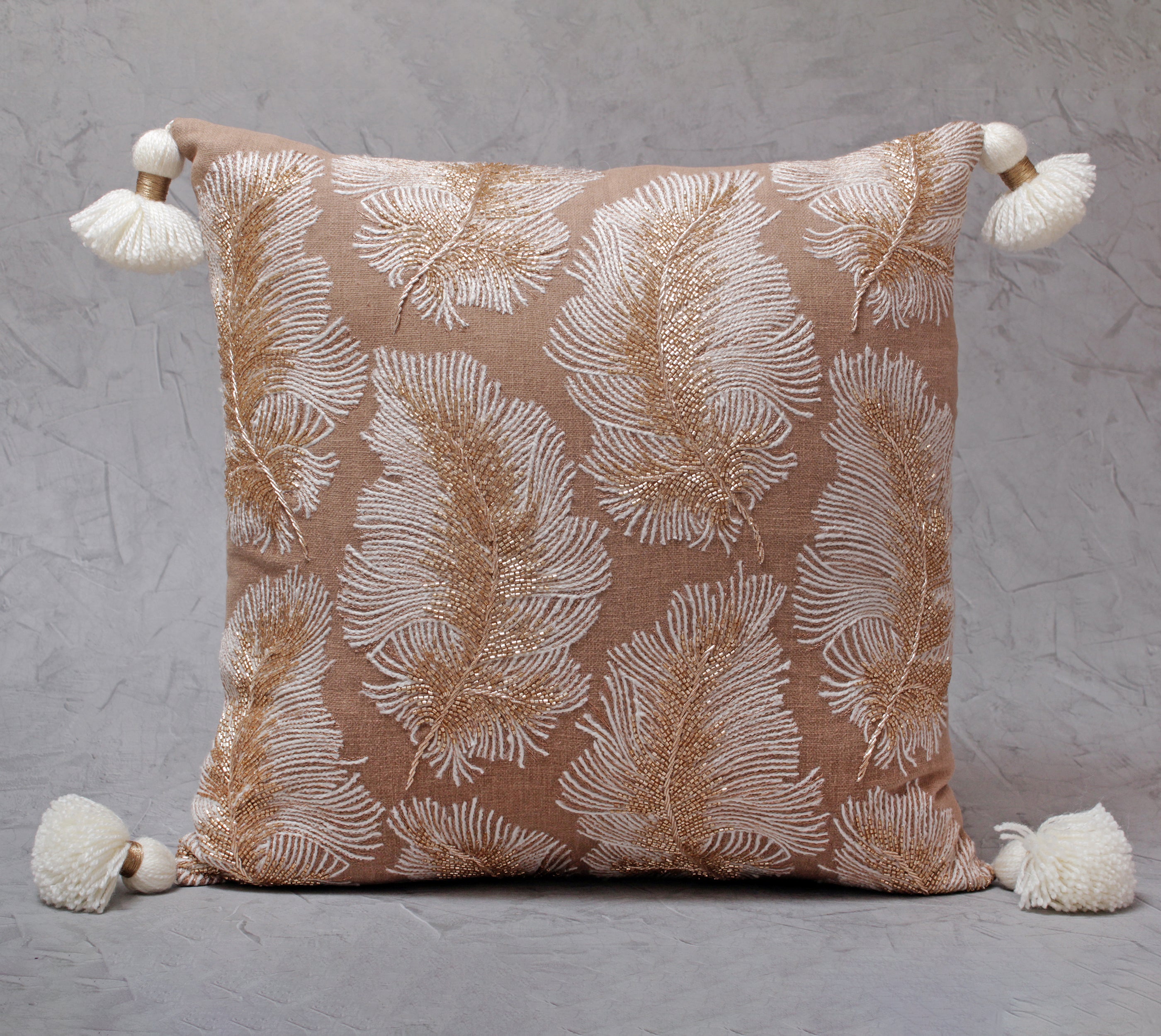 ISABELLA Light Brown Cotton Cushion Cover