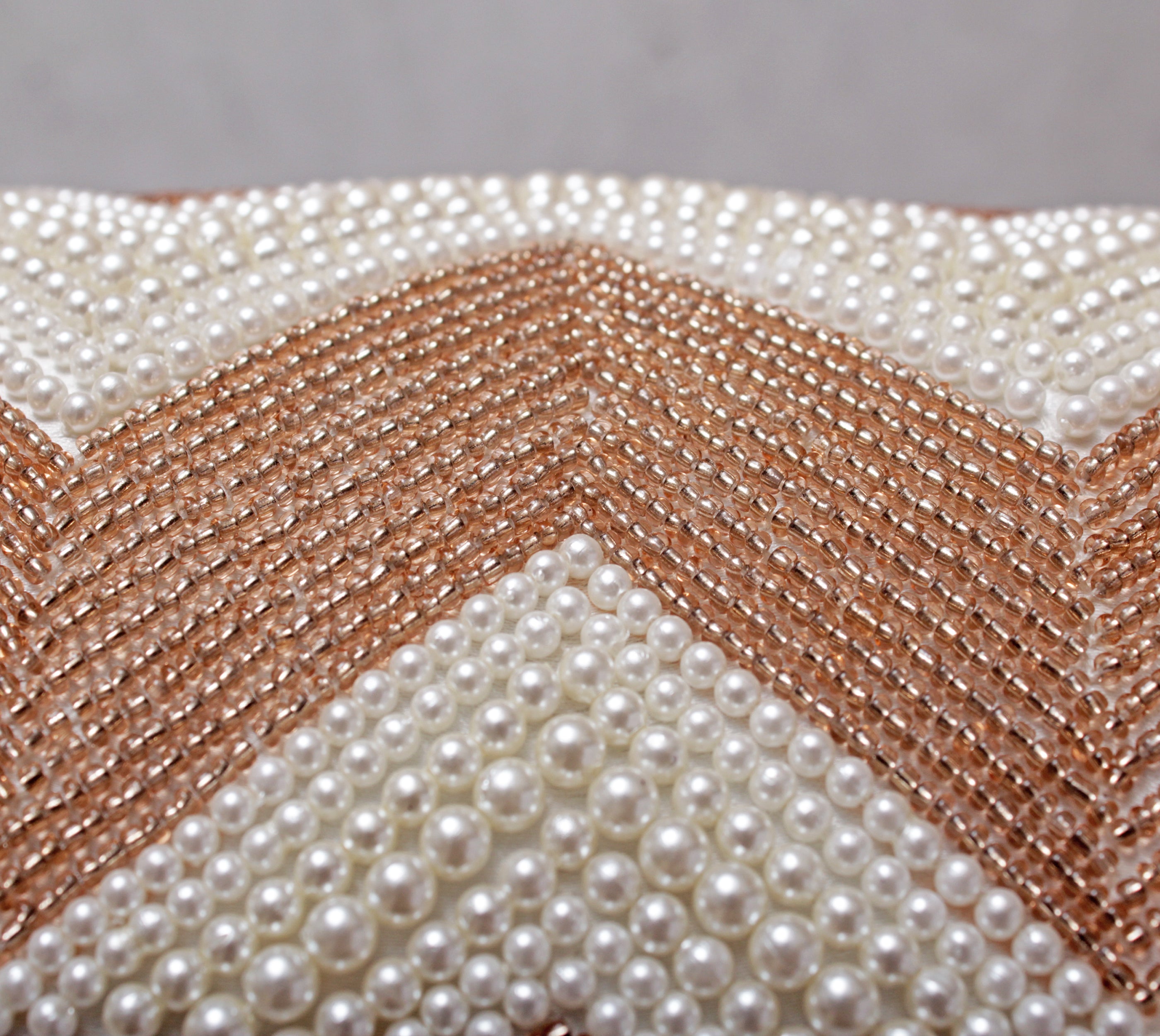 AVA rosegold Off white Beaded Cushion Cover