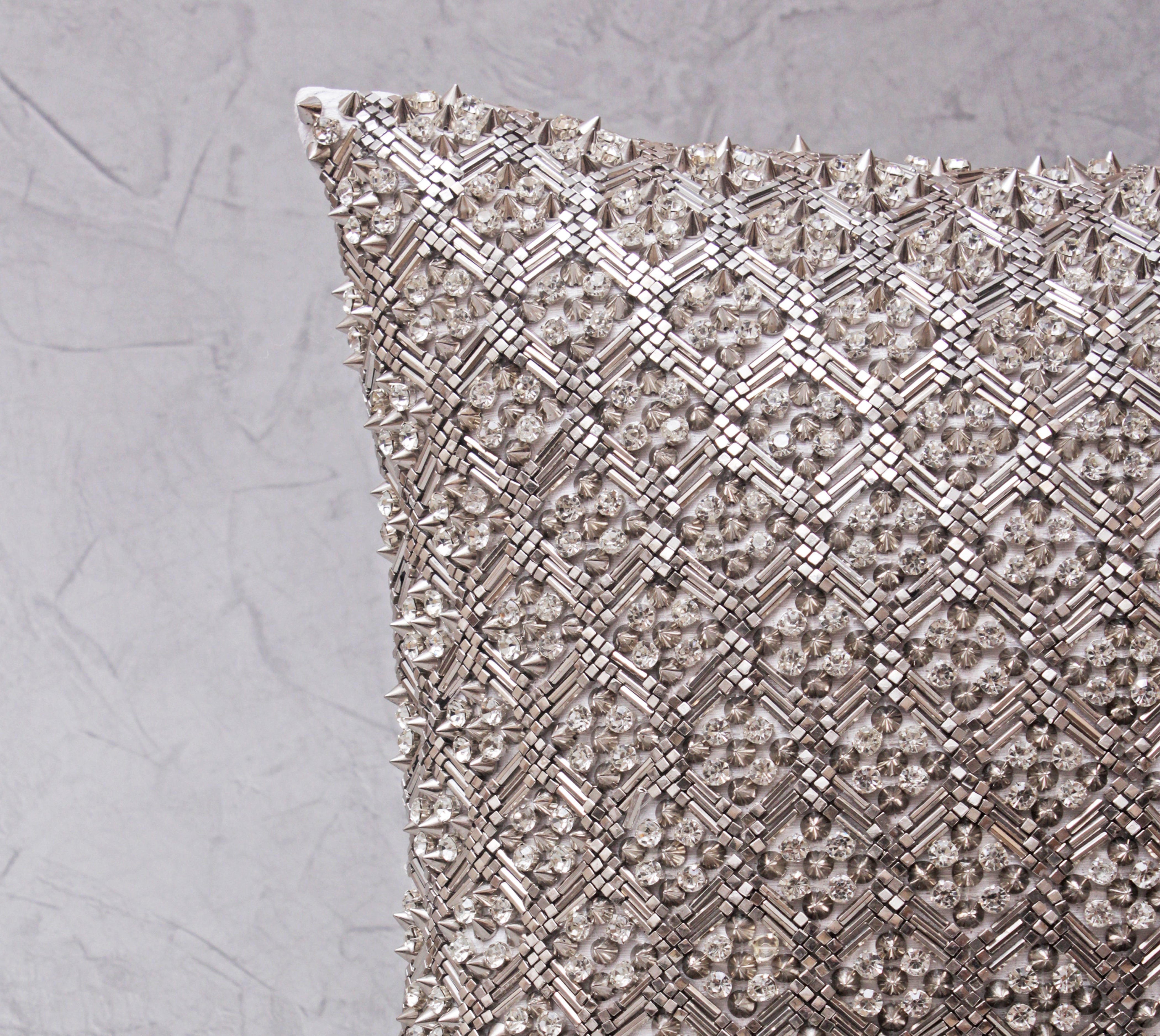 SOFIA Silver Beaded Cushion Cover