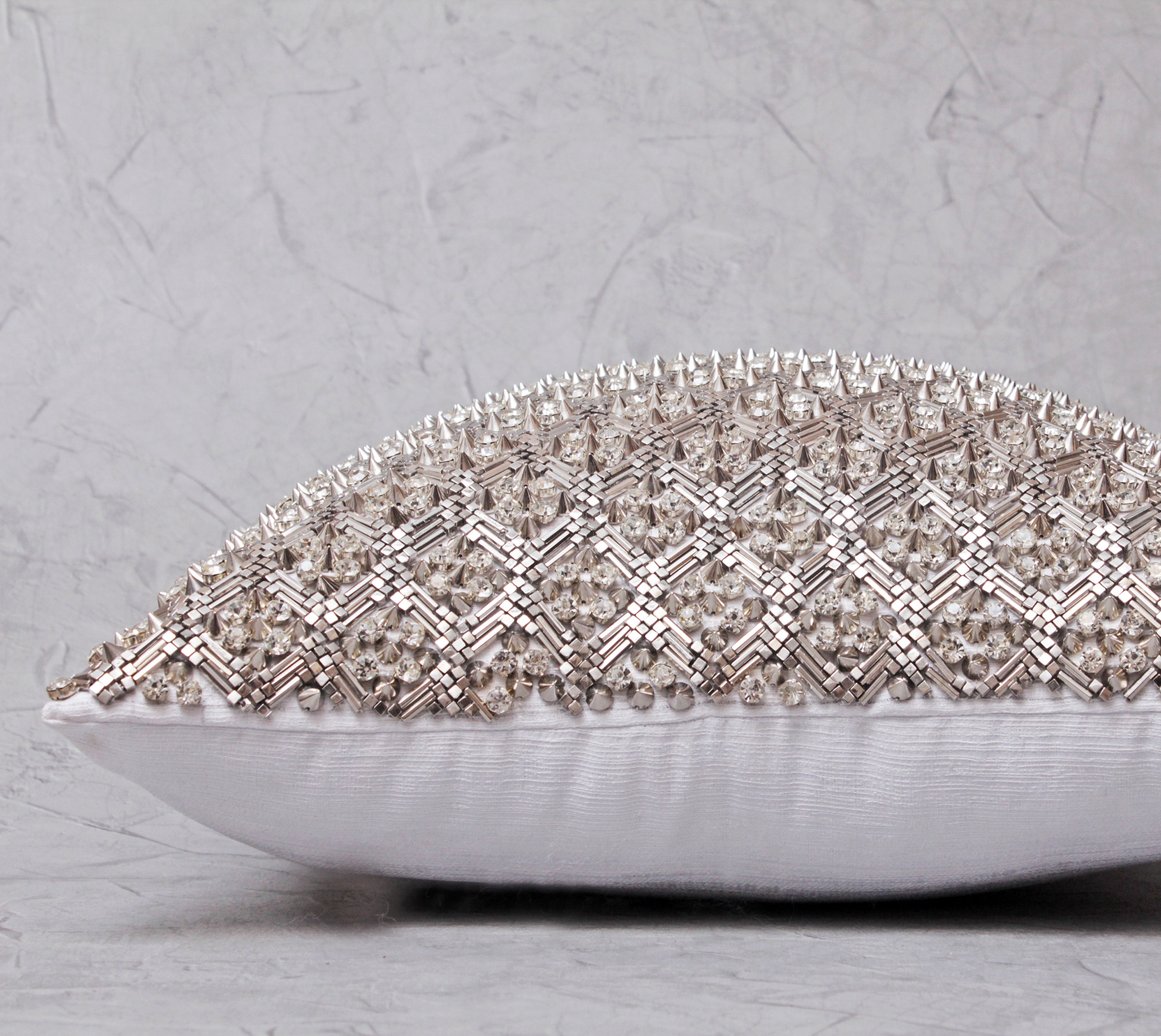 SOFIA Silver Beaded Cushion Cover