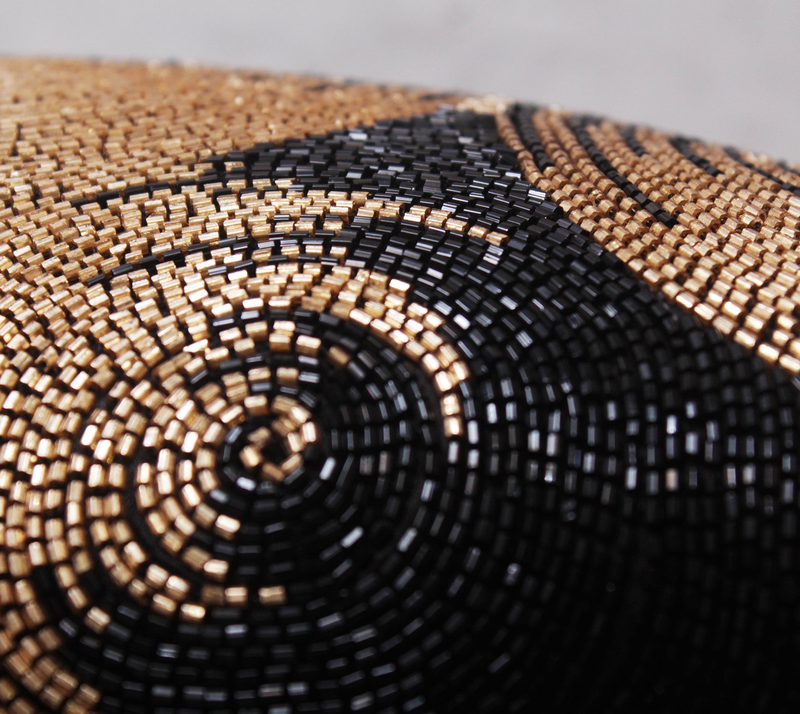 ORNATE Black Gold Beaded Cushion Cover