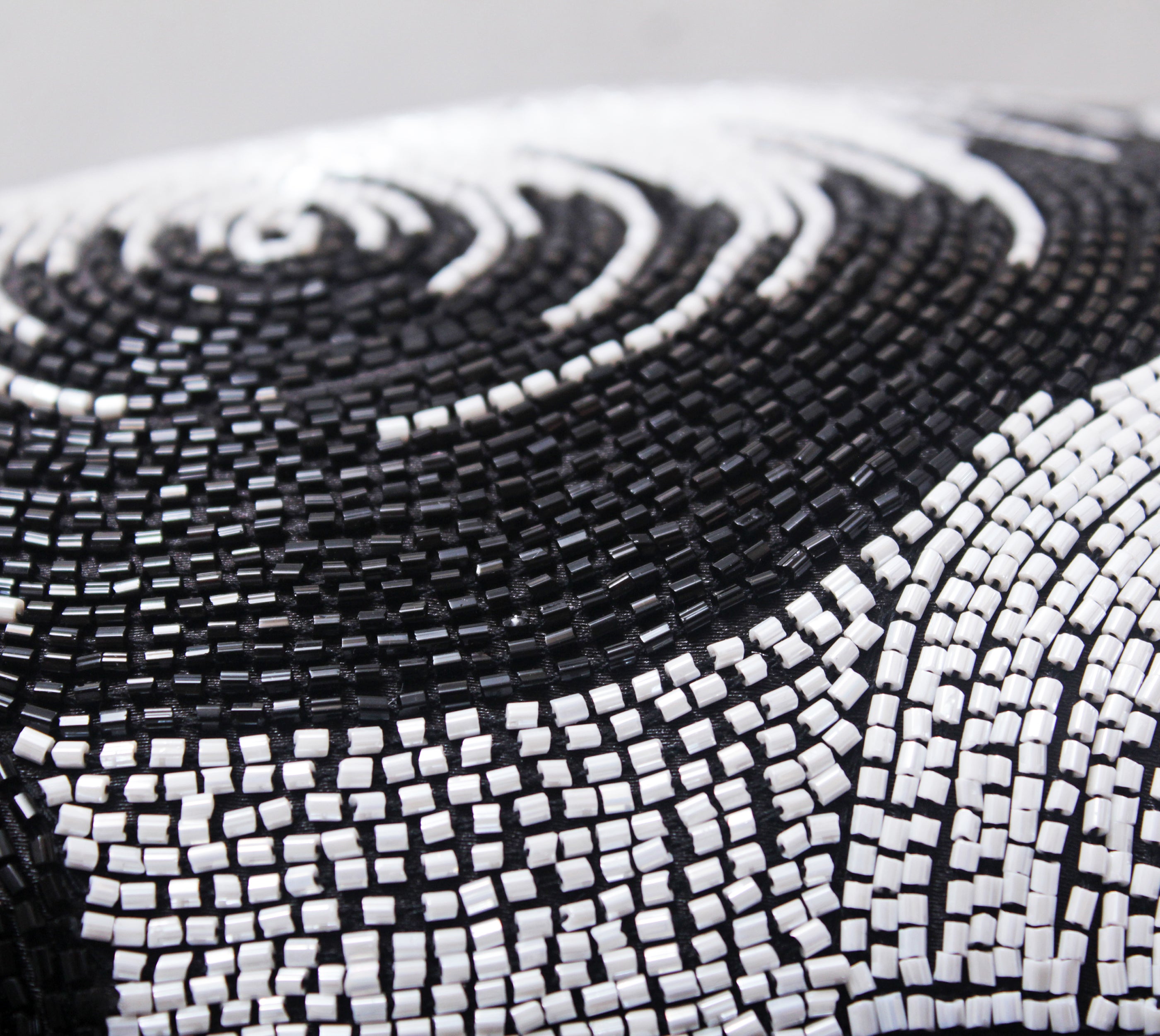 ORNATE Black White Beaded Cushion Cover