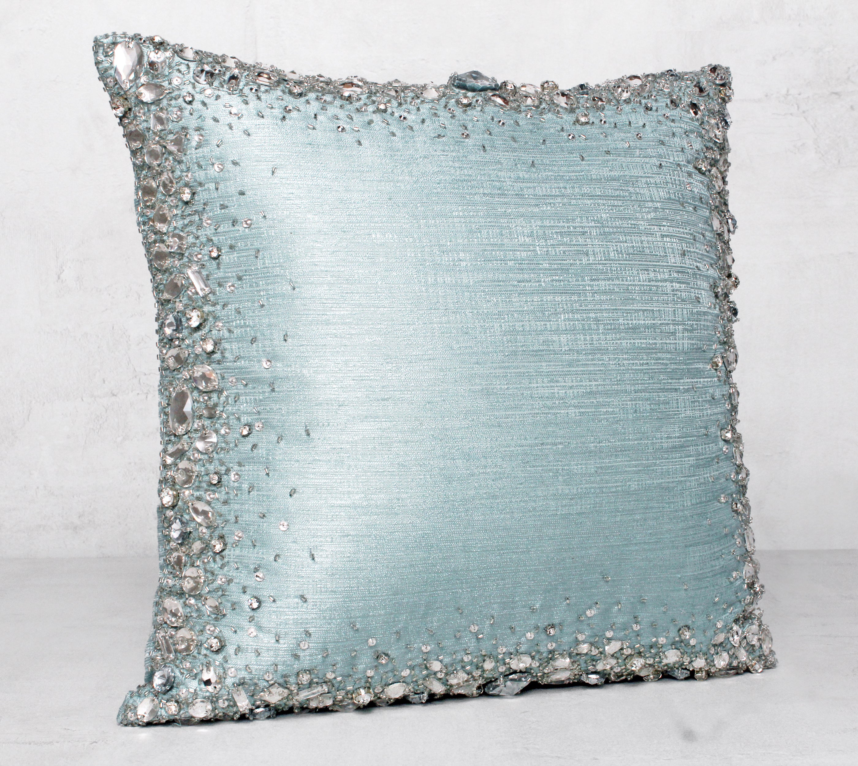 LUMIERE Light Teal Bling Cushion Cover