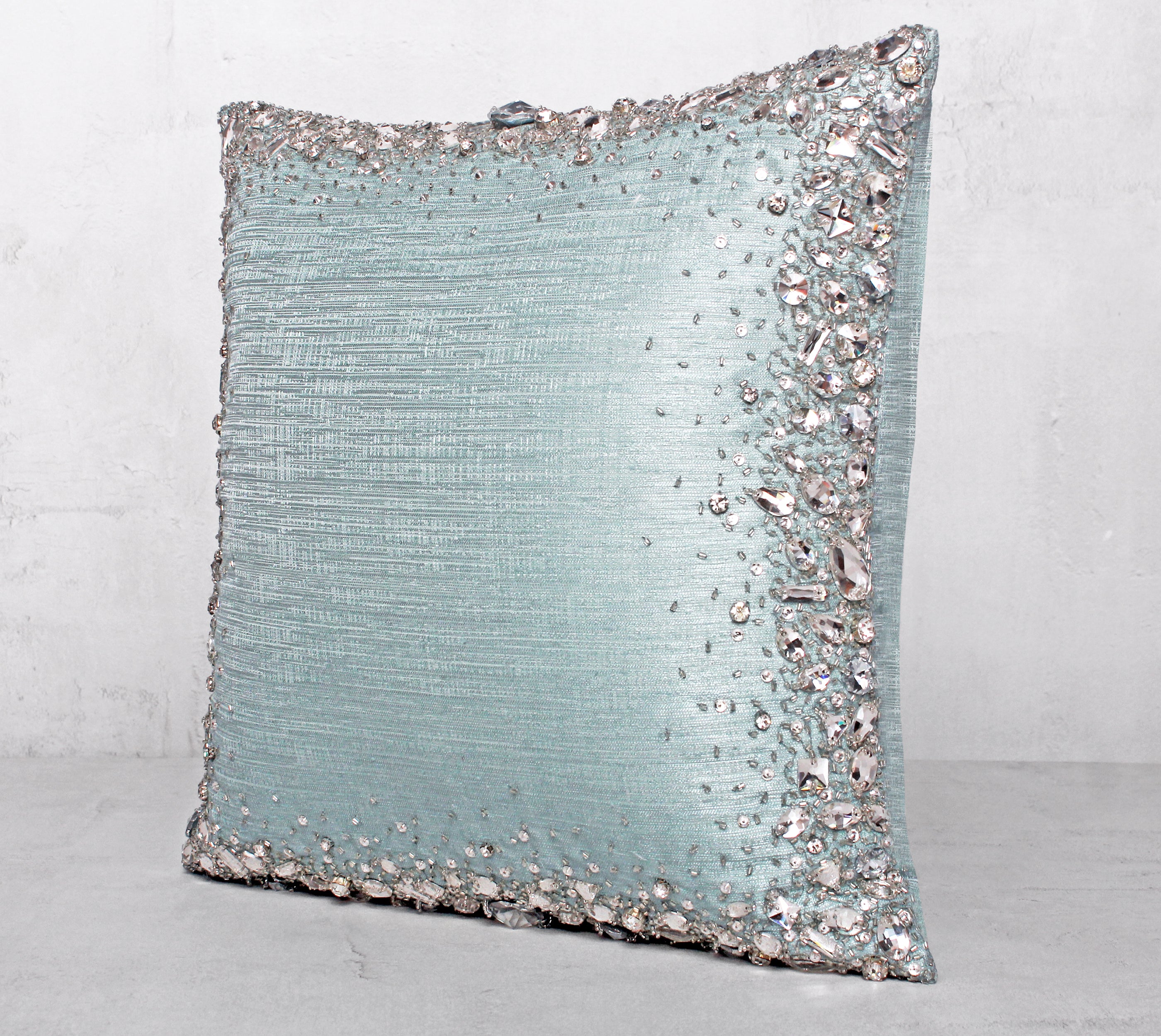 LUMIERE Light Teal Bling Cushion Cover