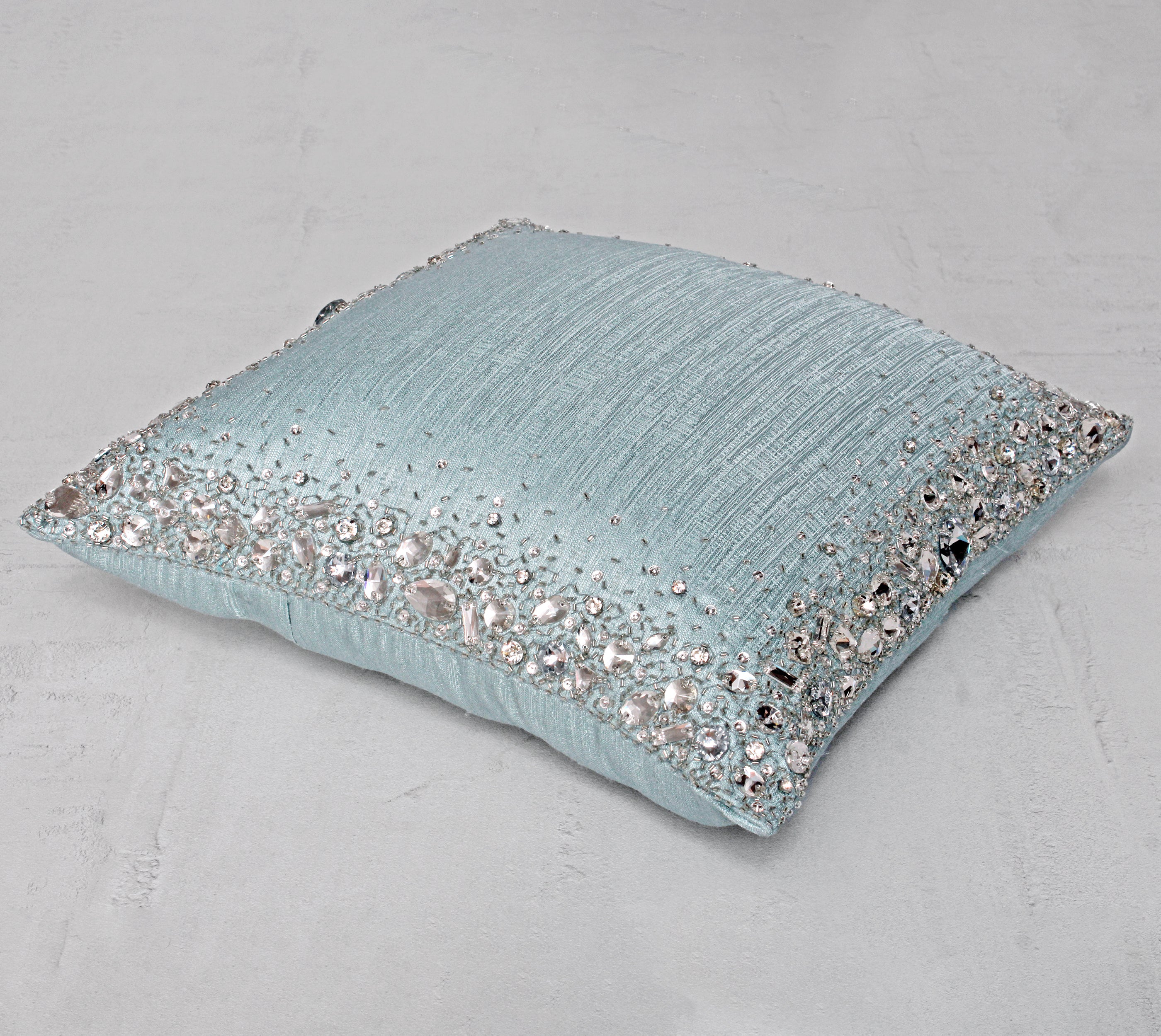 LUMIERE Light Teal Bling Cushion Cover