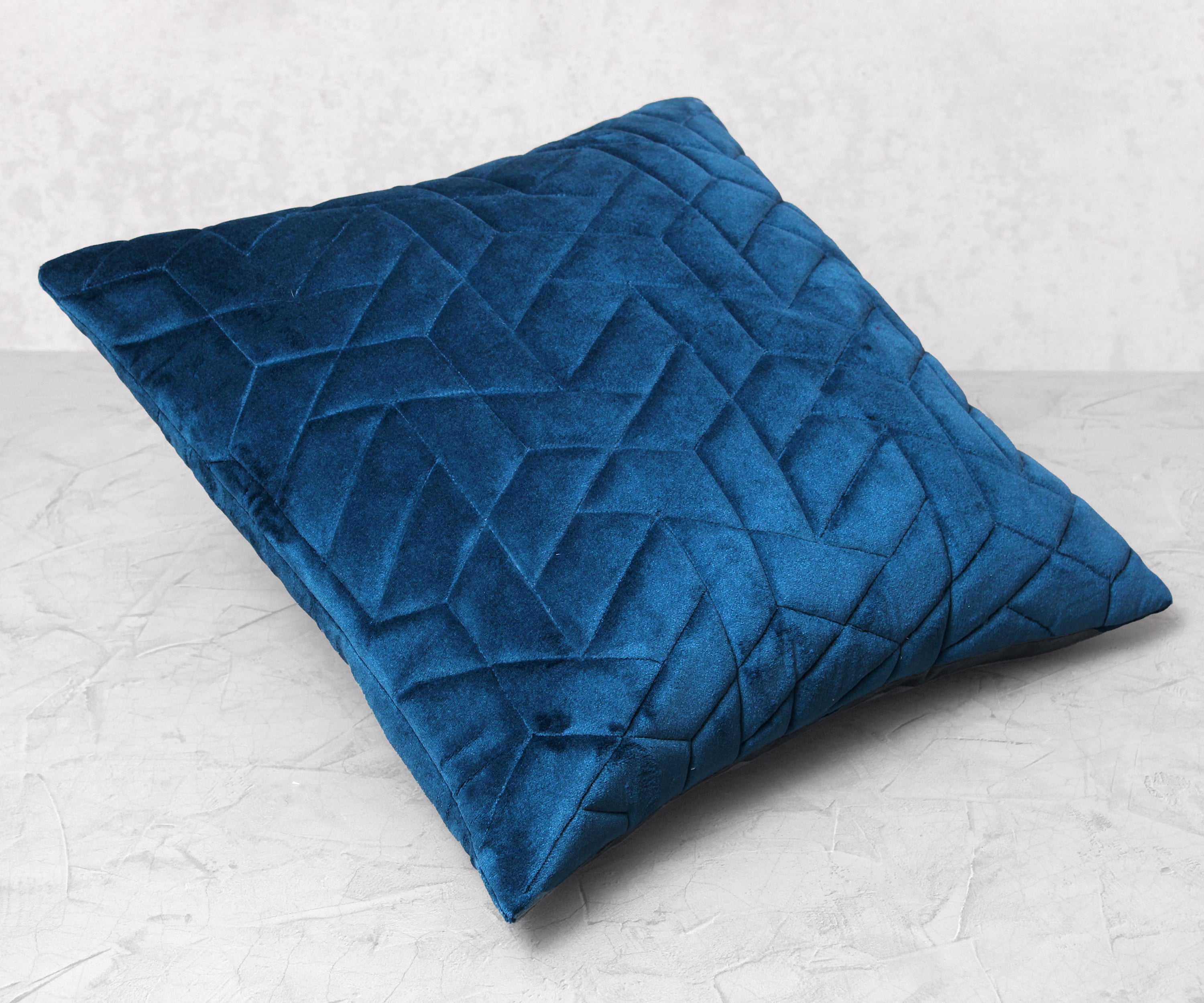 JASPER Blue Quilted Velvet Cushion Cover