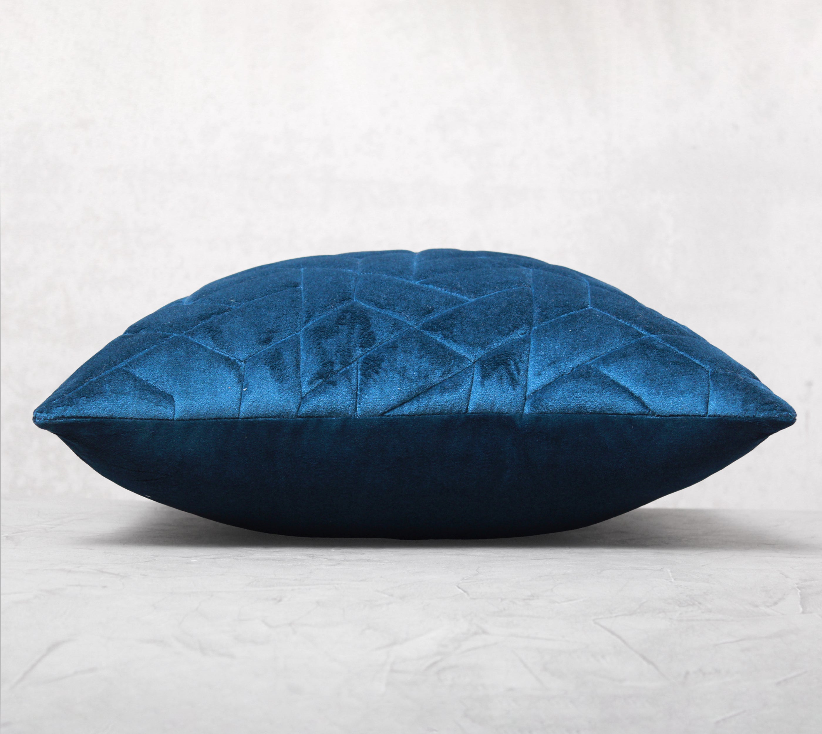 JASPER Blue Quilted Velvet Cushion Cover