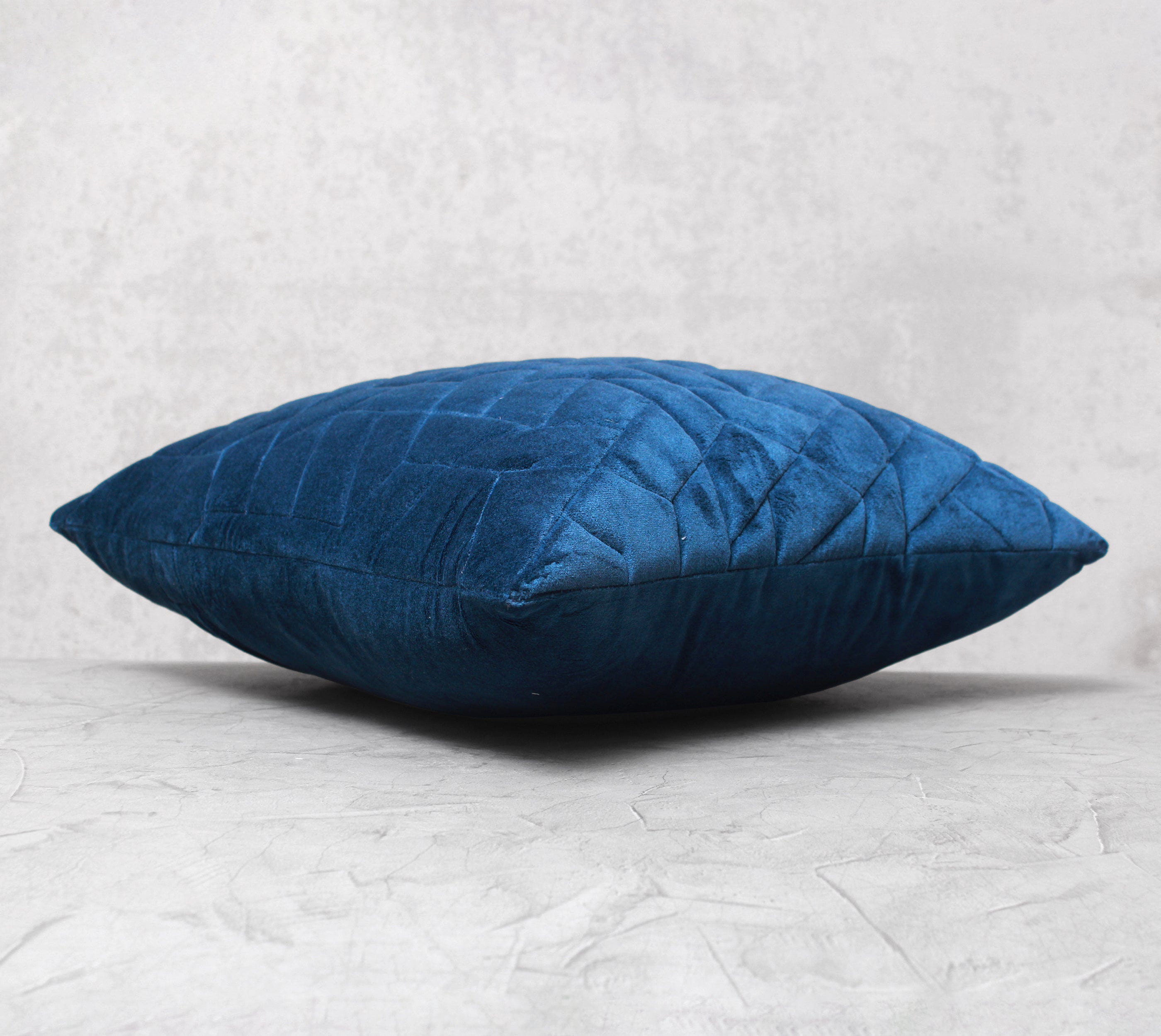 JASPER Blue Quilted Velvet Cushion Cover