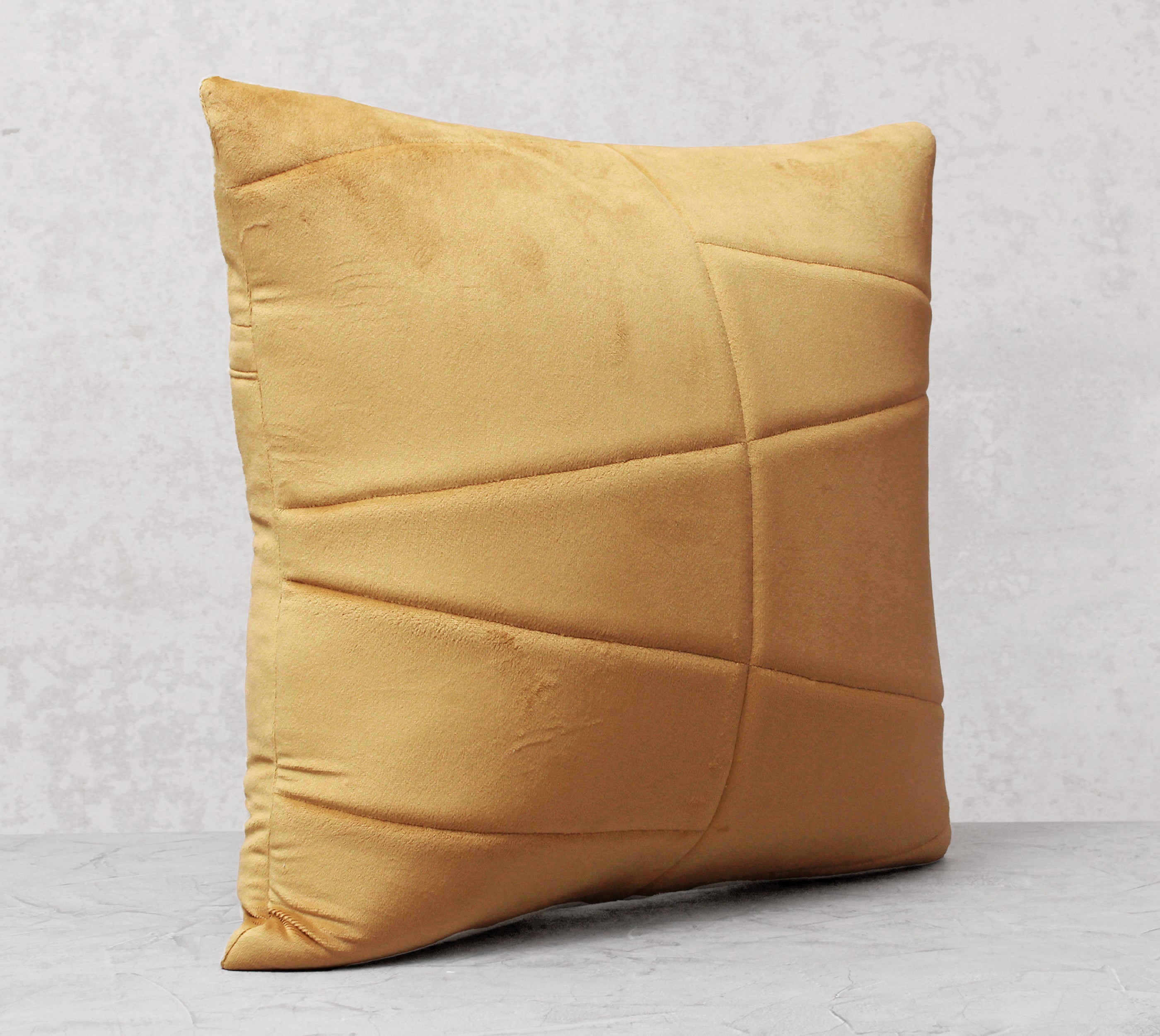 JASPER Yellow Quilted Velvet Cushion Cover