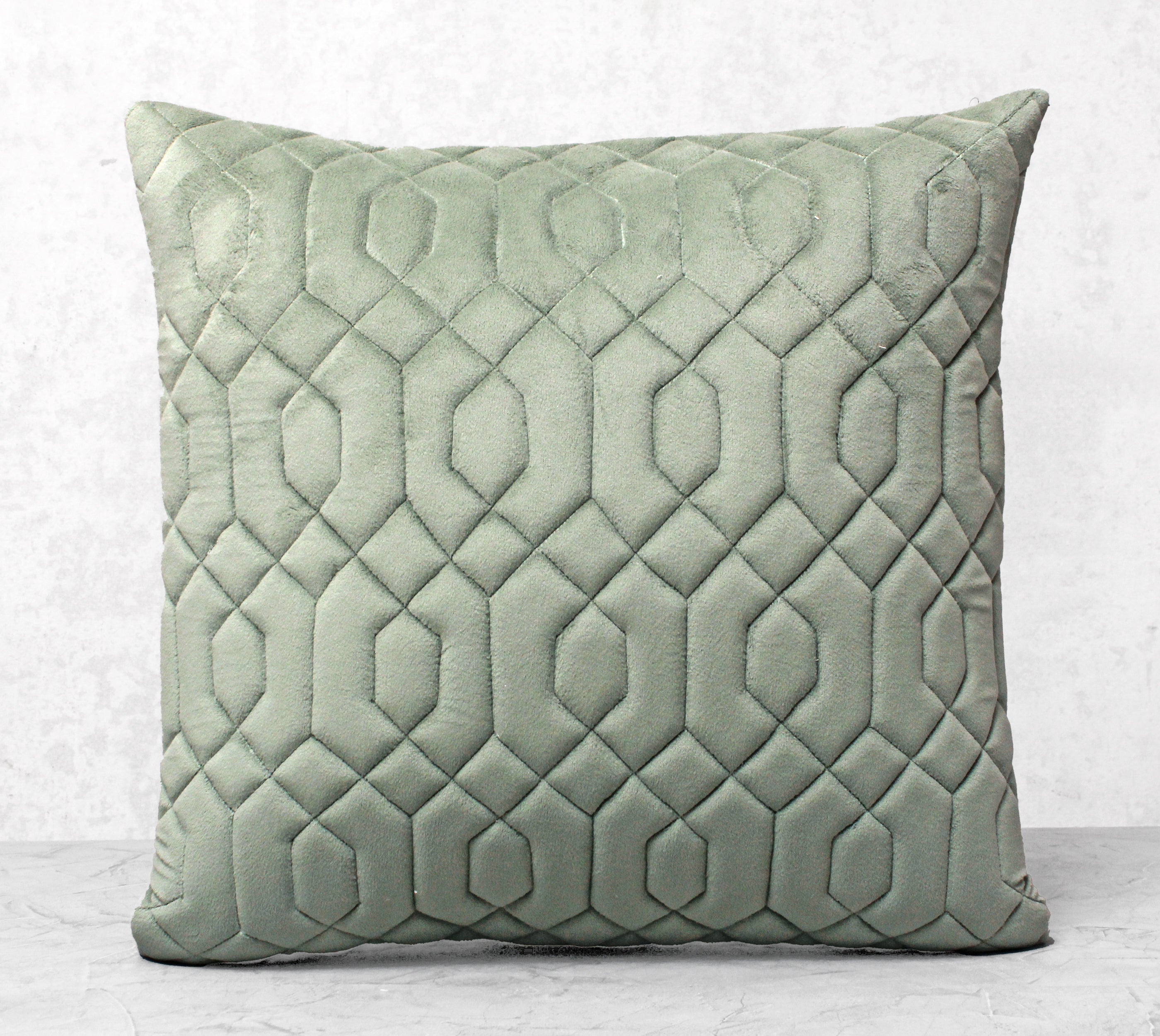 JASPER Sage Green Quilted Velvet Cushion Cover