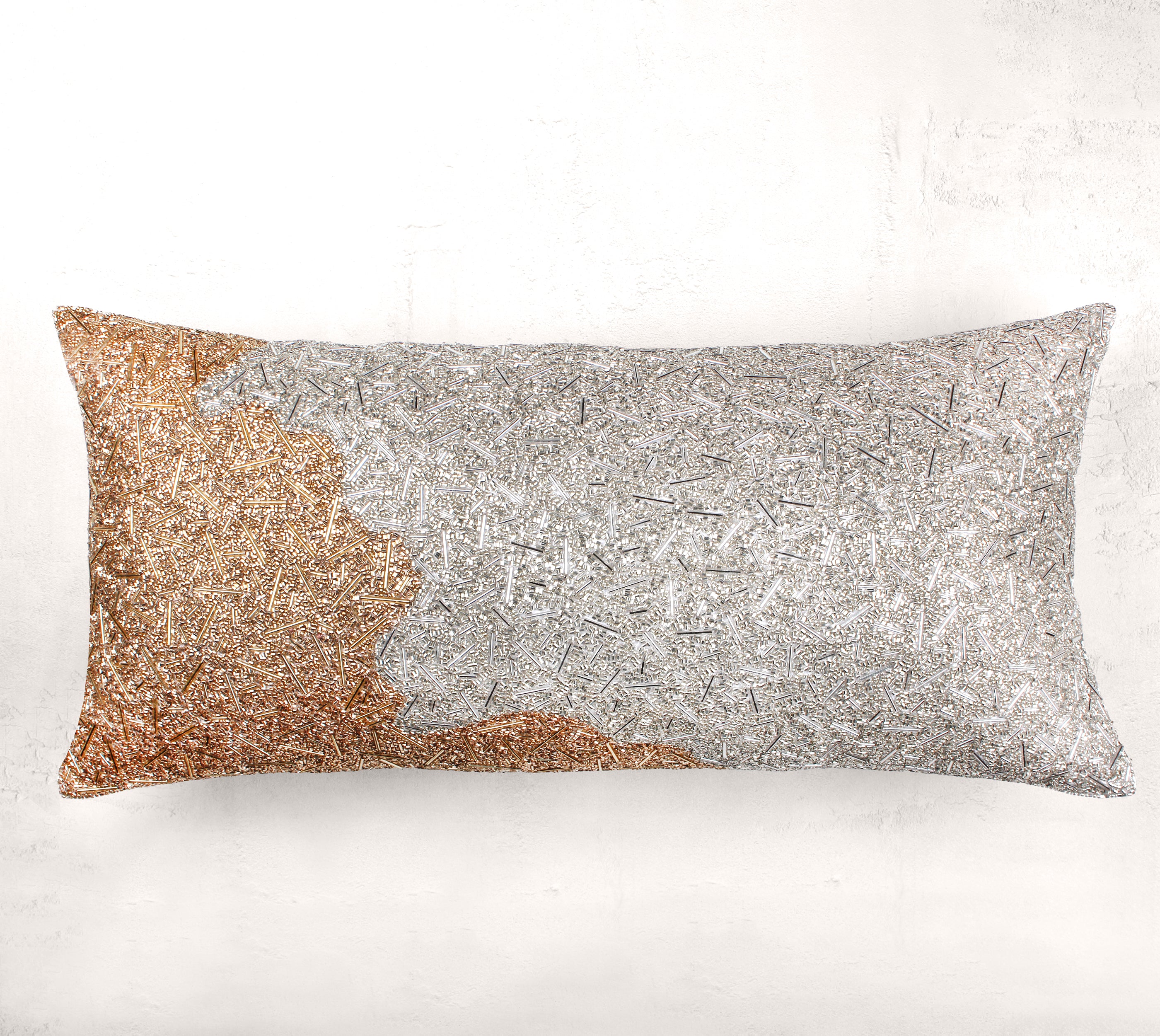 AURORA Gold Silver Beaded Cushion Cover