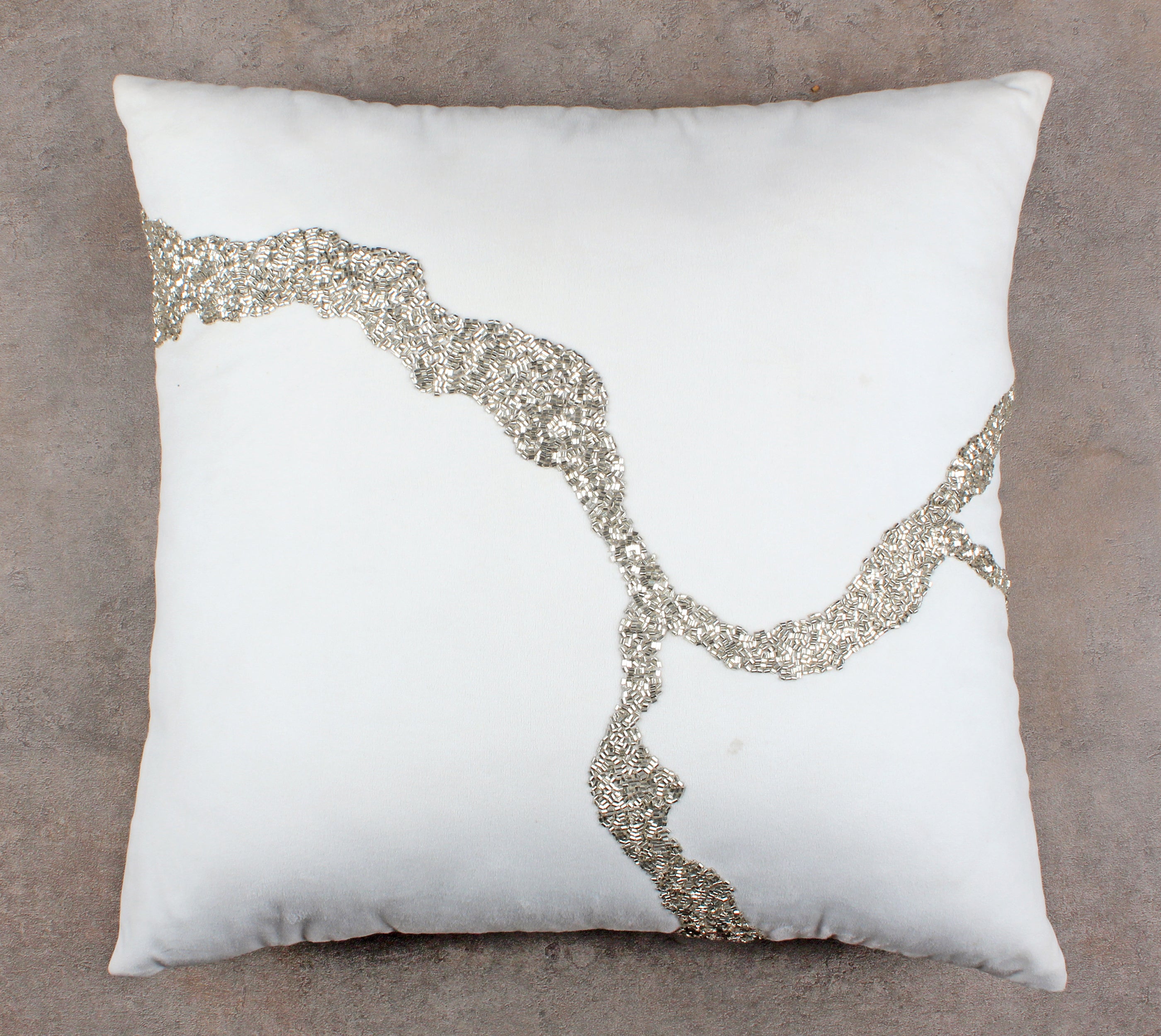 White and Silver Cushion Cover