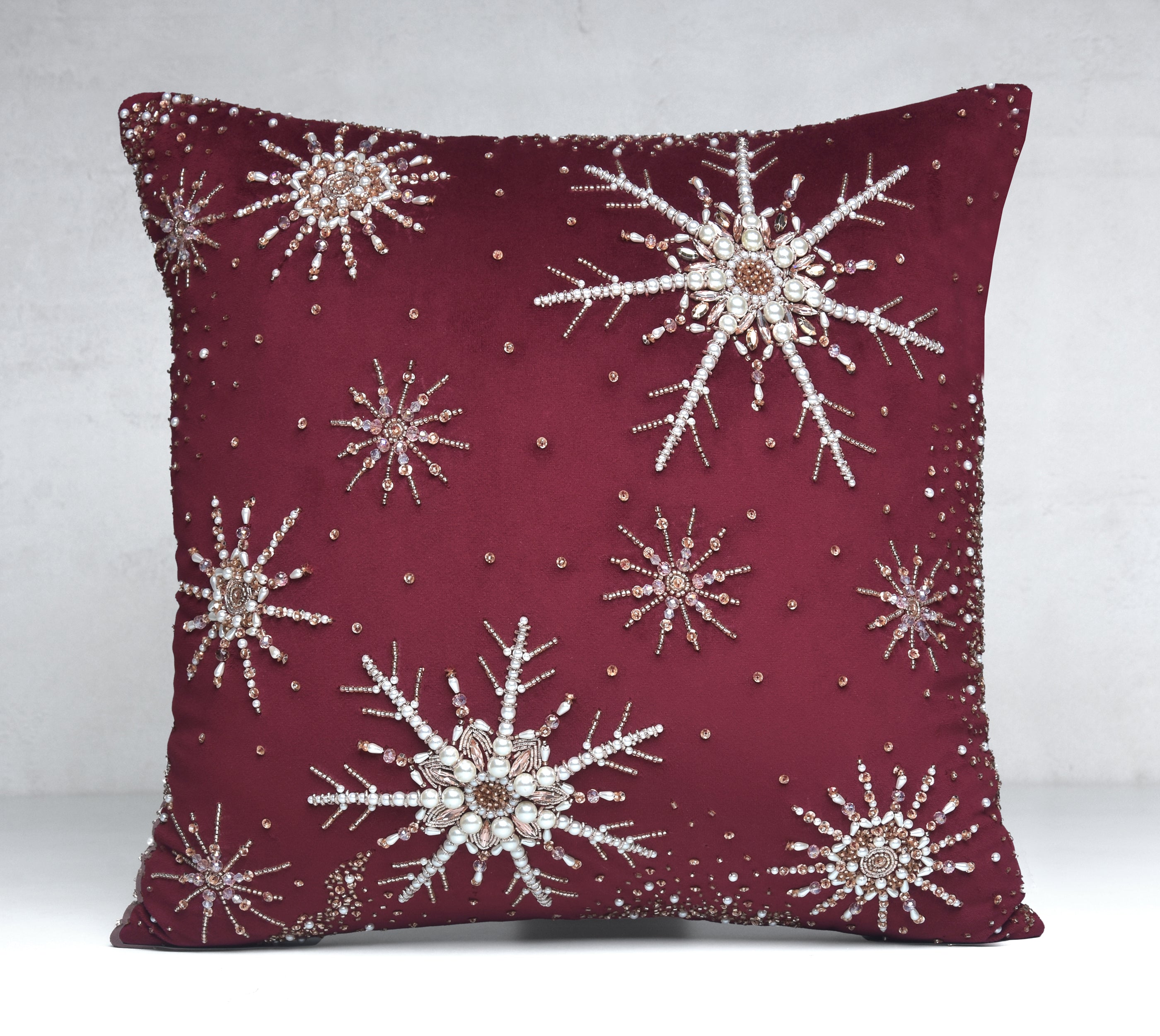 CHRISTMAS Burgandy Velvet Cushion Cover