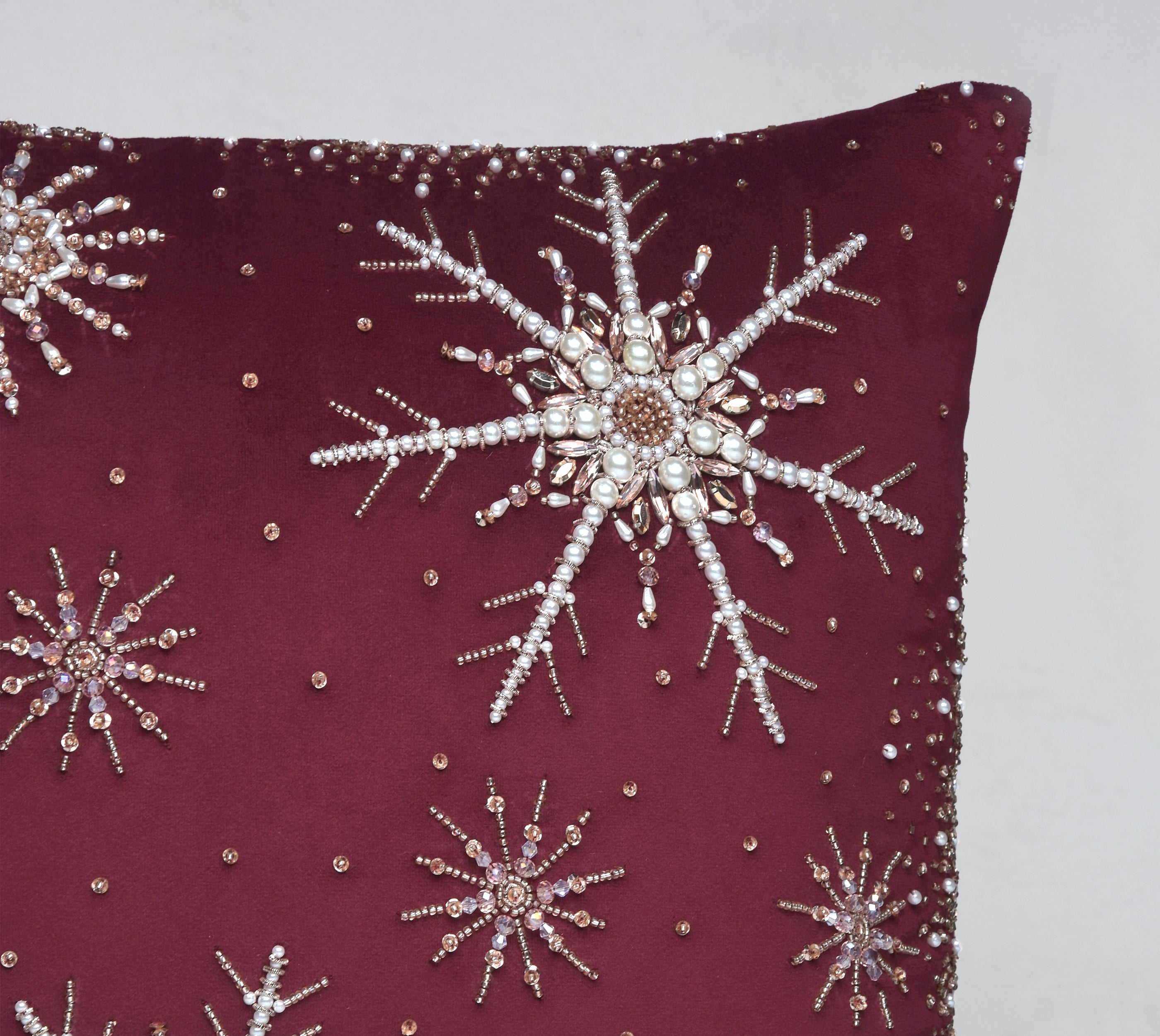 CHRISTMAS Burgandy Velvet Cushion Cover