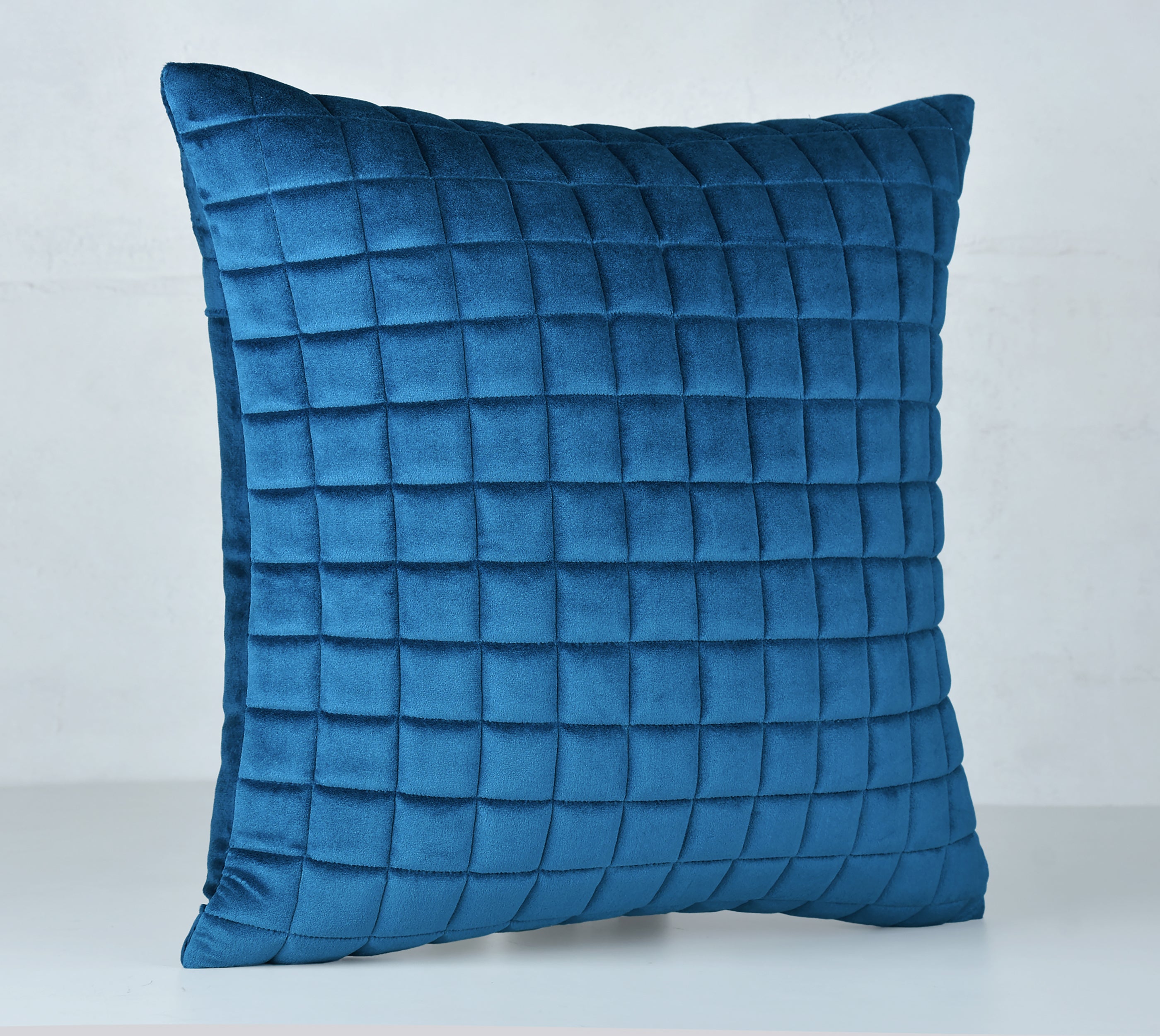 MATRIX Blue Quilted Velvet Cushion Cover