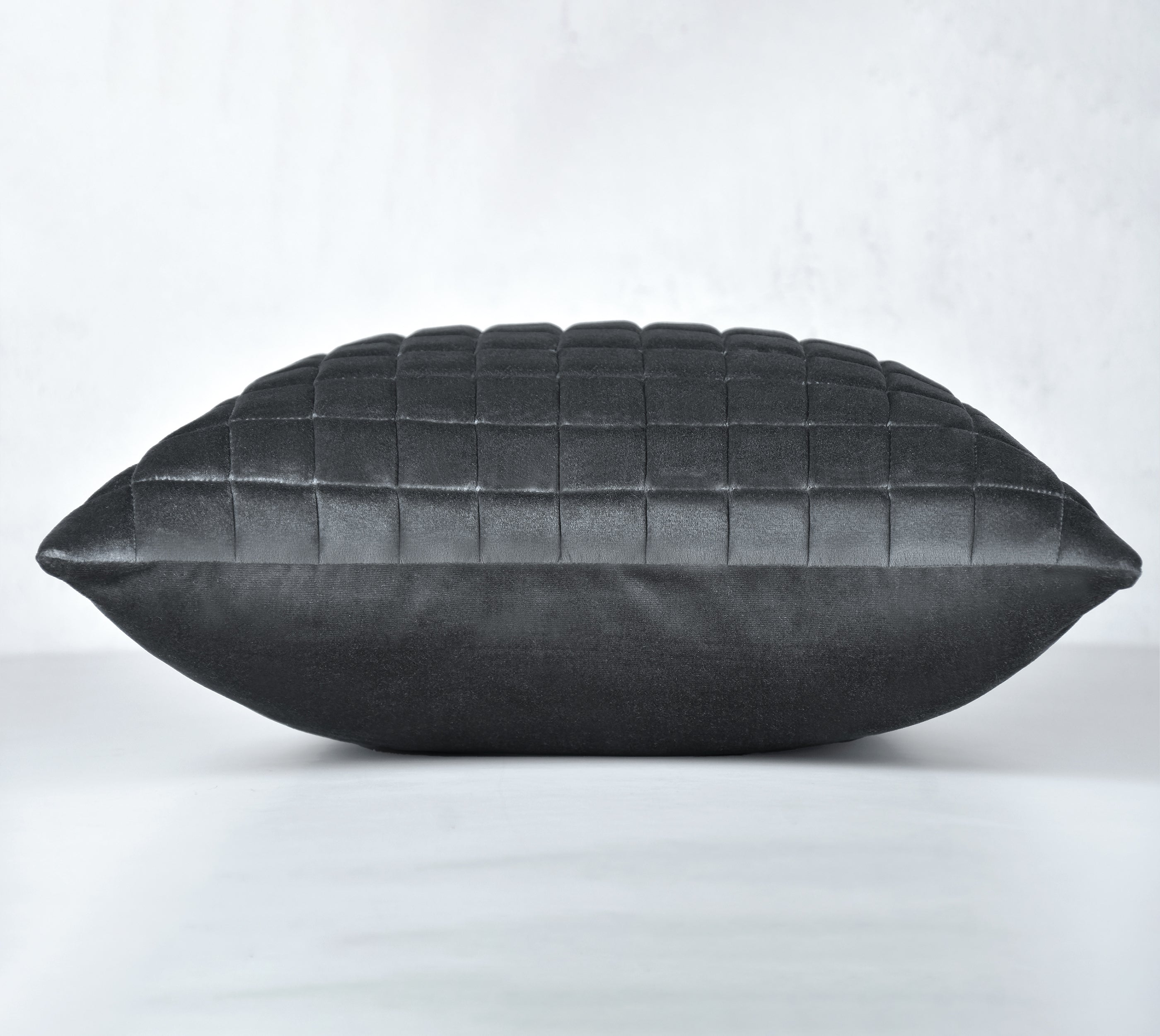 MATRIX Dark Grey Quilted Velvet Cushion Cover