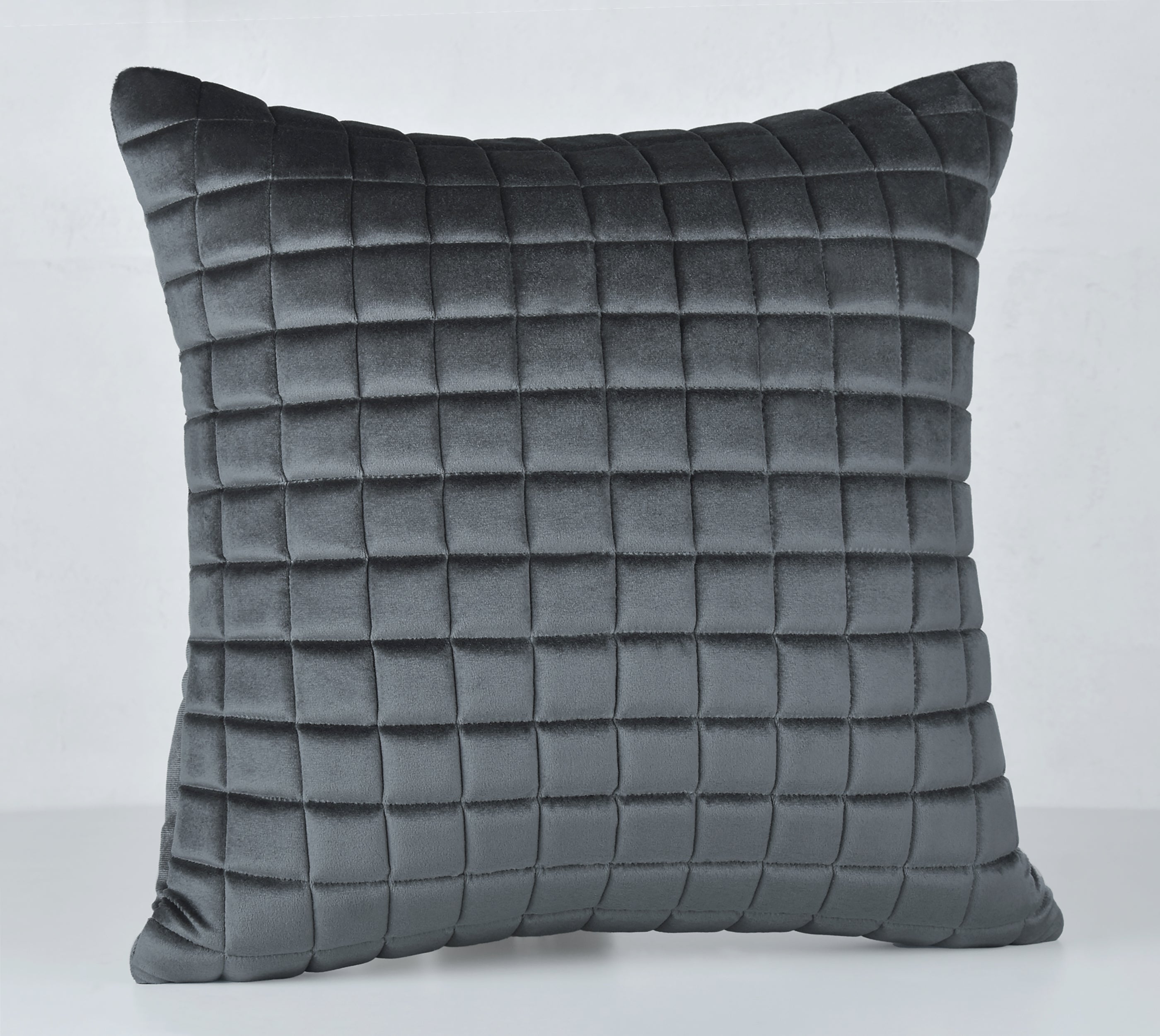 MATRIX Dark Grey Quilted Velvet Cushion Cover