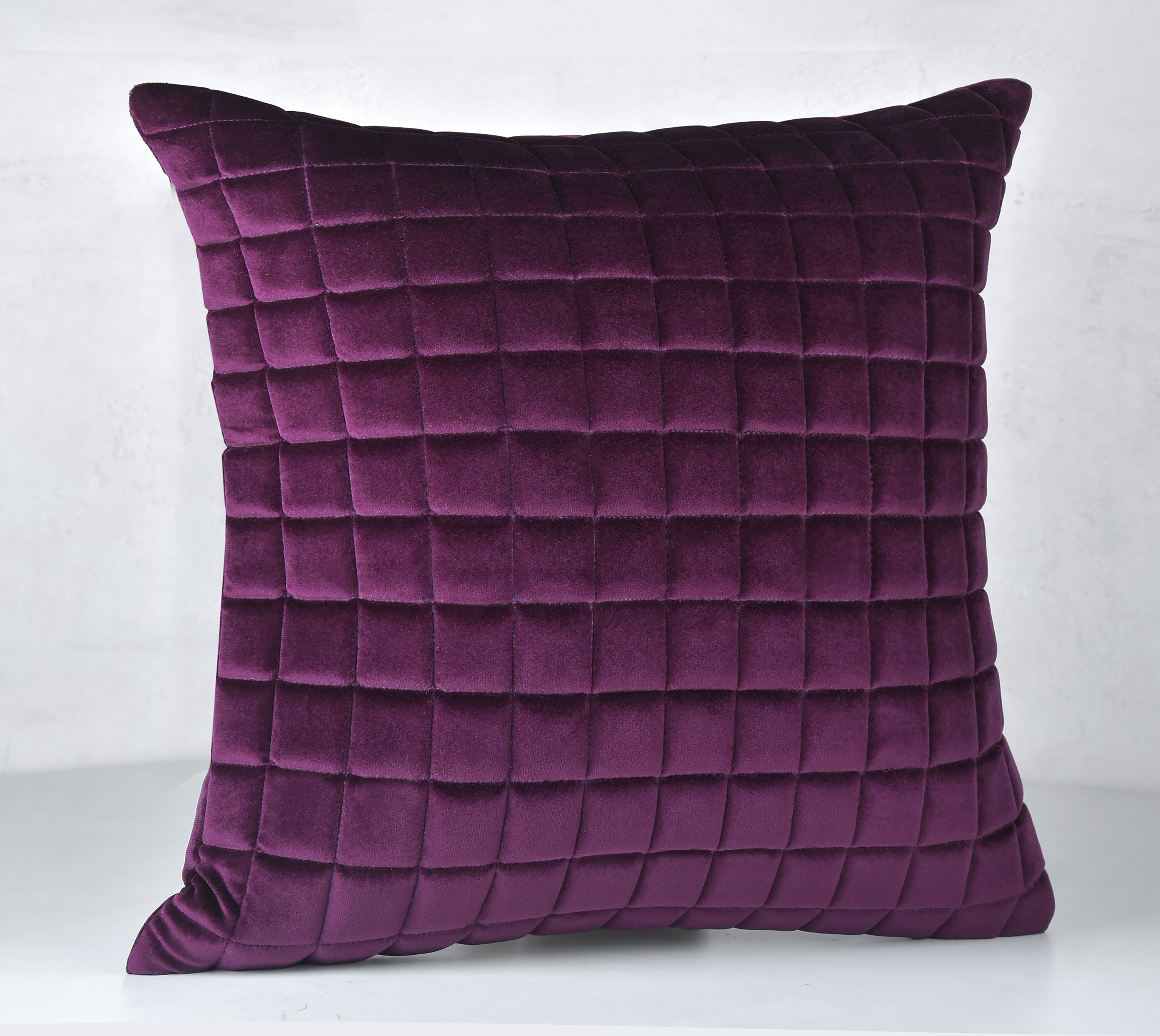 MATRIX Purple Quilted Velvet Cushion Cover