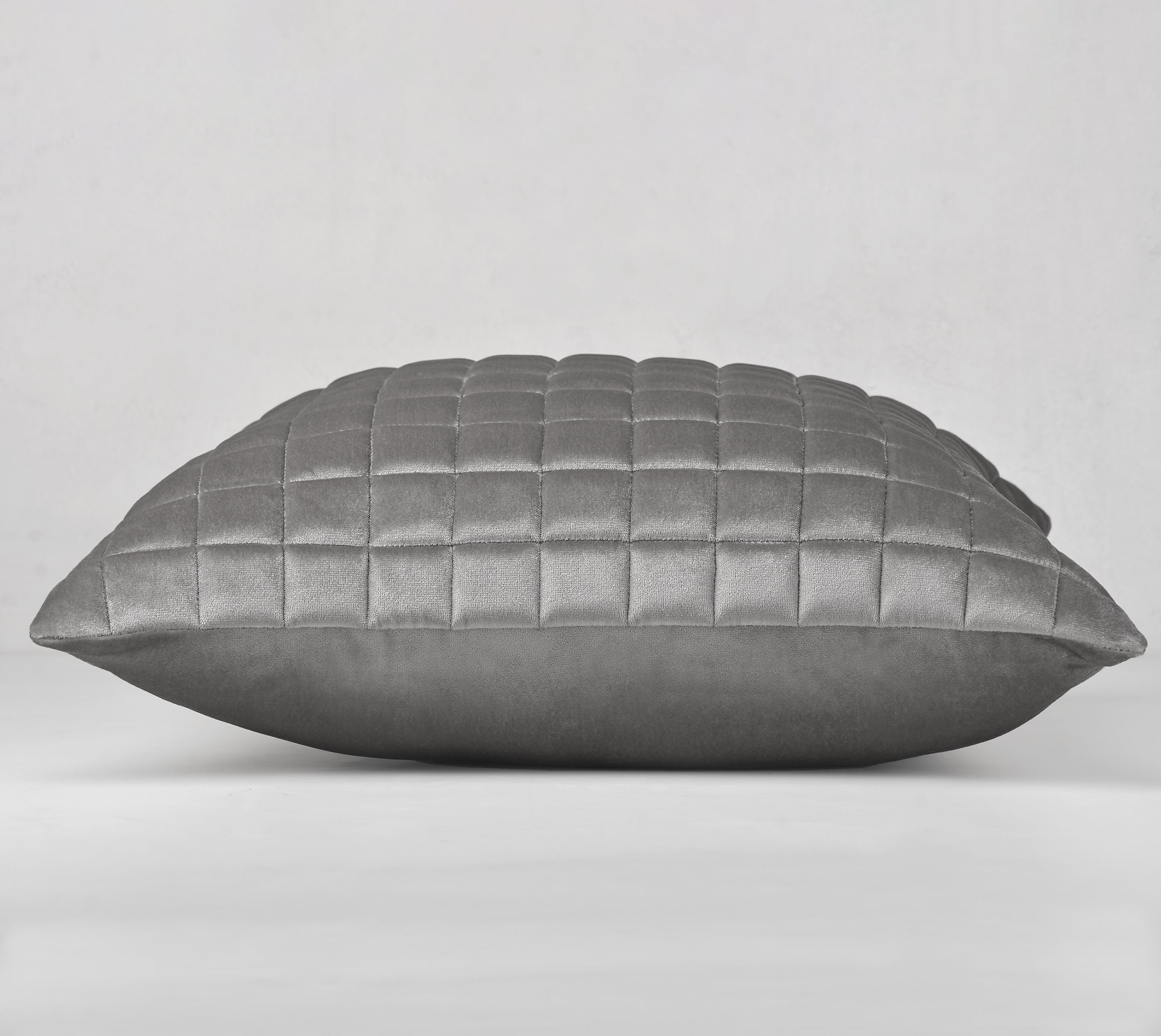 MATRIX Grey Quilted Velvet Cushion Cover