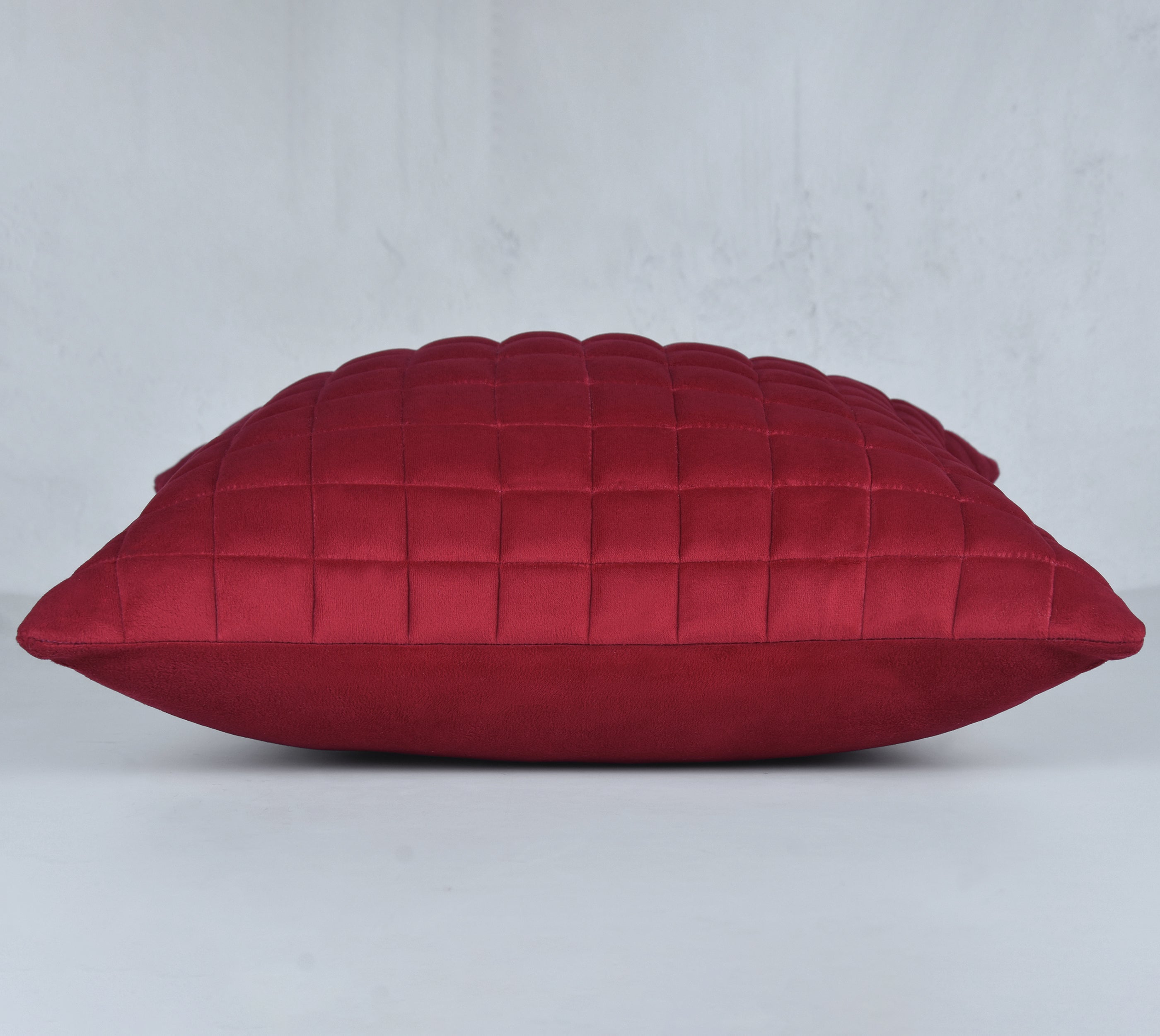 MATRIX Red Quilted Velvet Cushion Cover