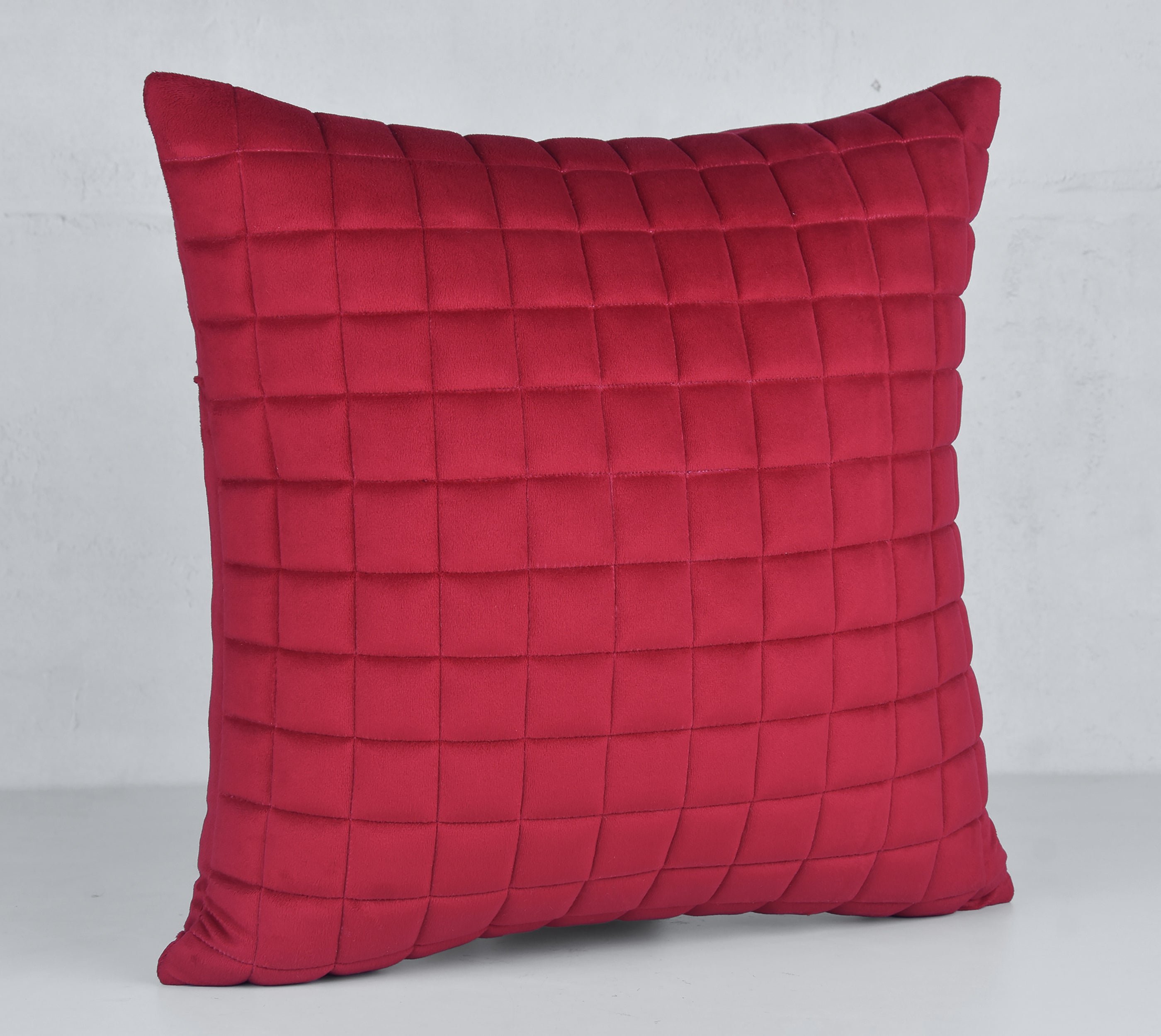 MATRIX Red Quilted Velvet Cushion Cover