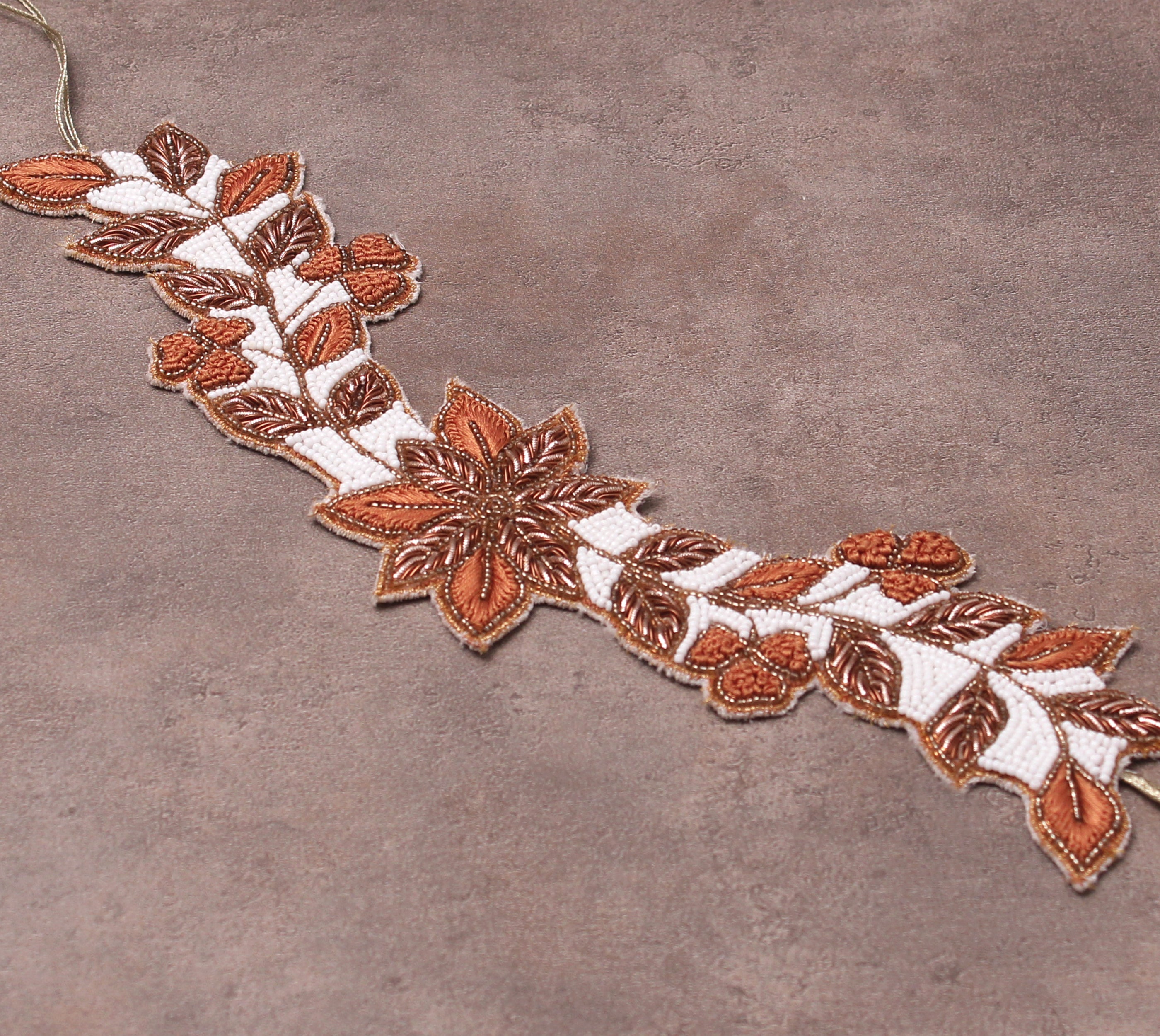 White, Rust and Rosegold Curtain Tieback