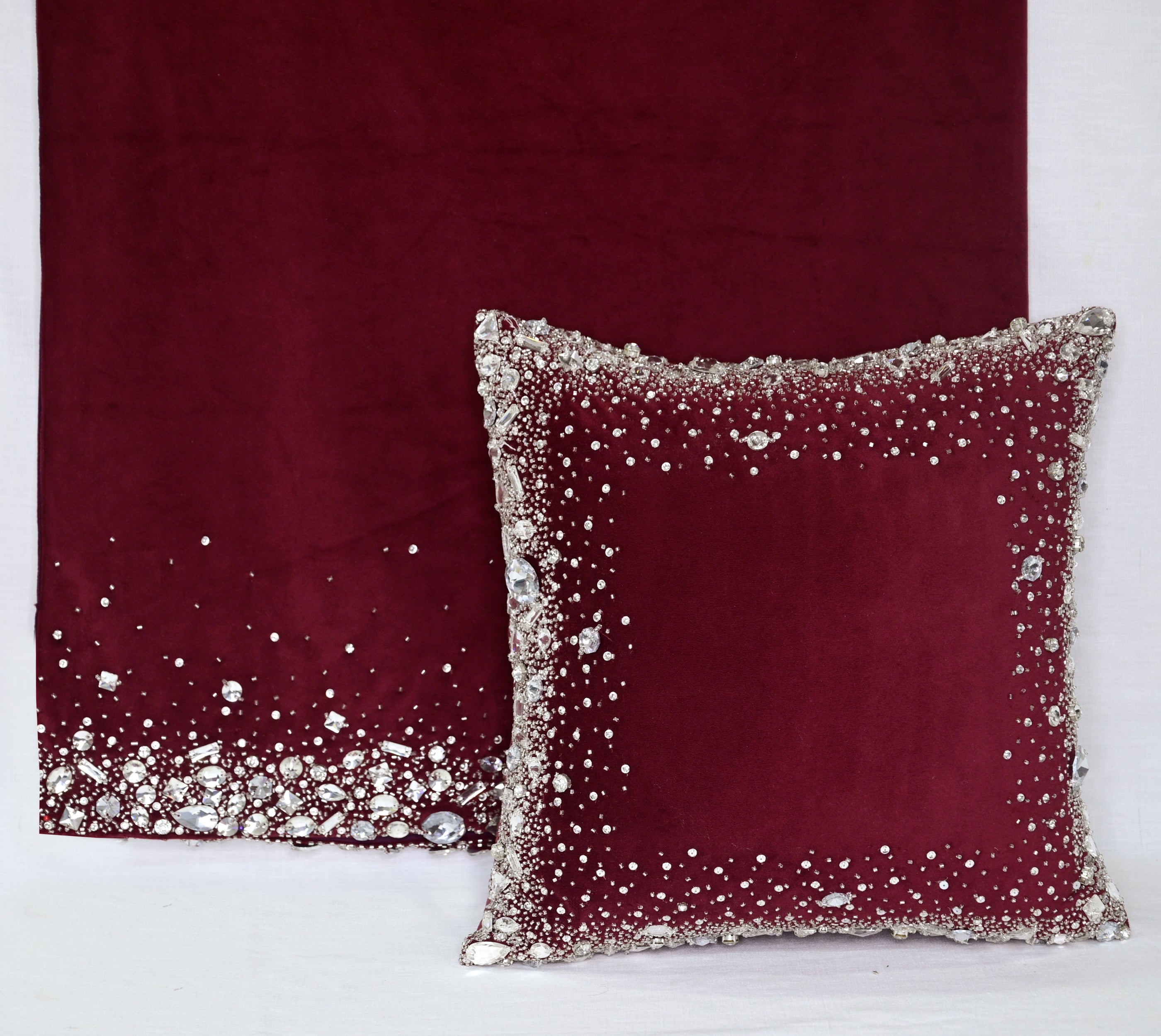 Burgundy and Silver Throw