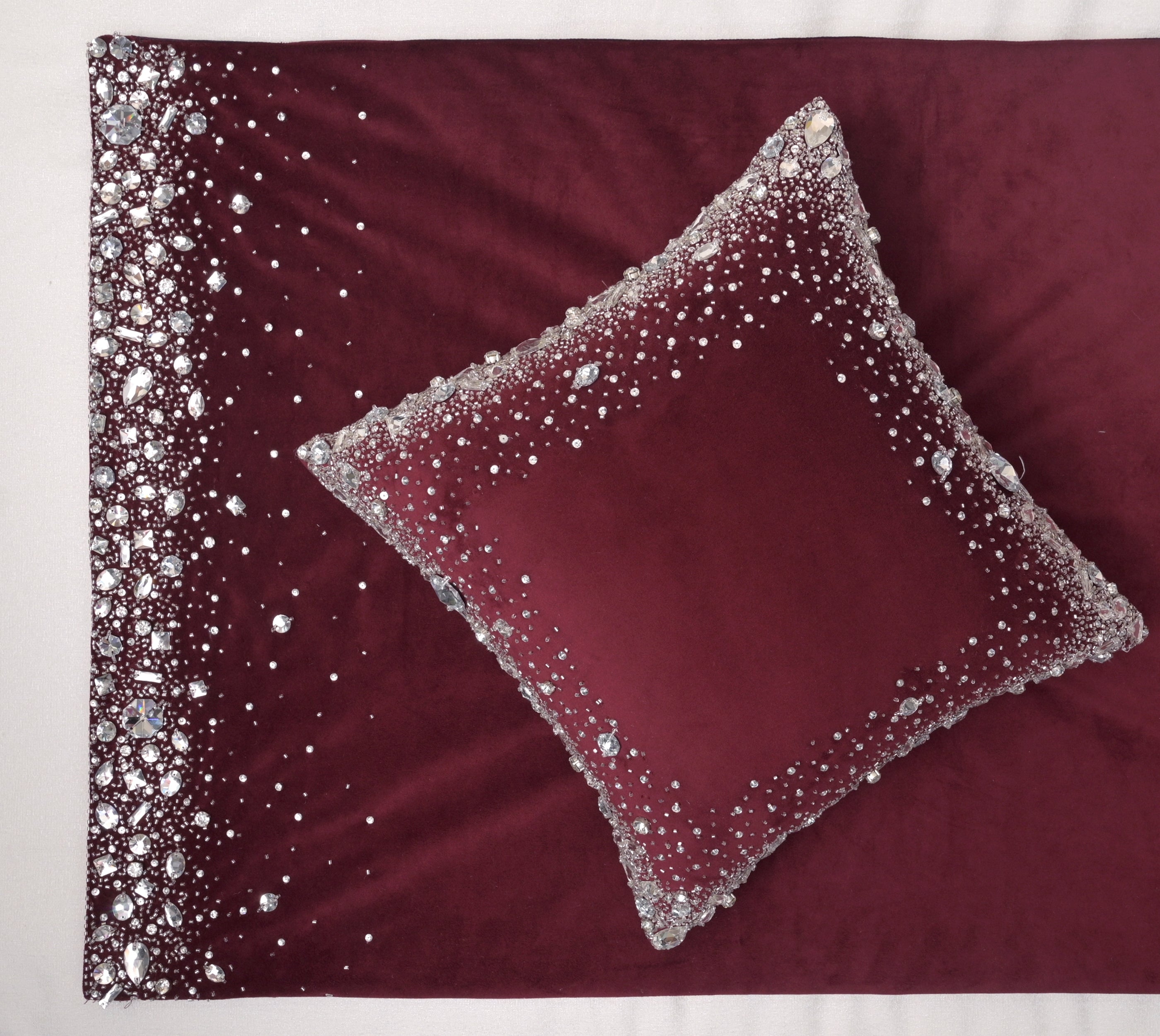 Burgundy and Silver Throw