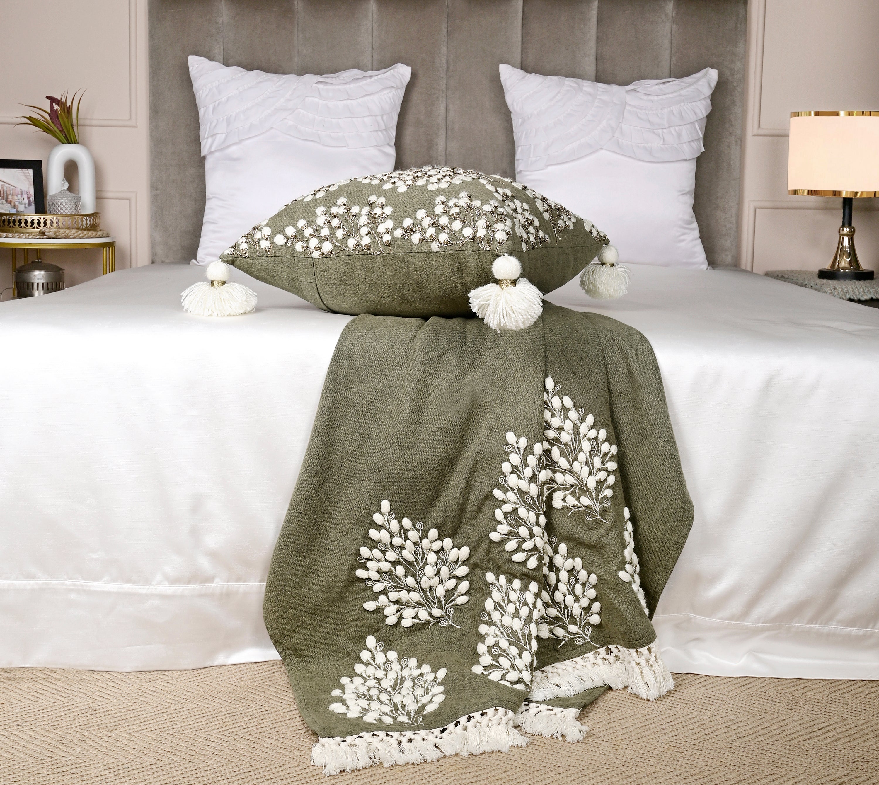 Isabella Sap Green Cotton Throw