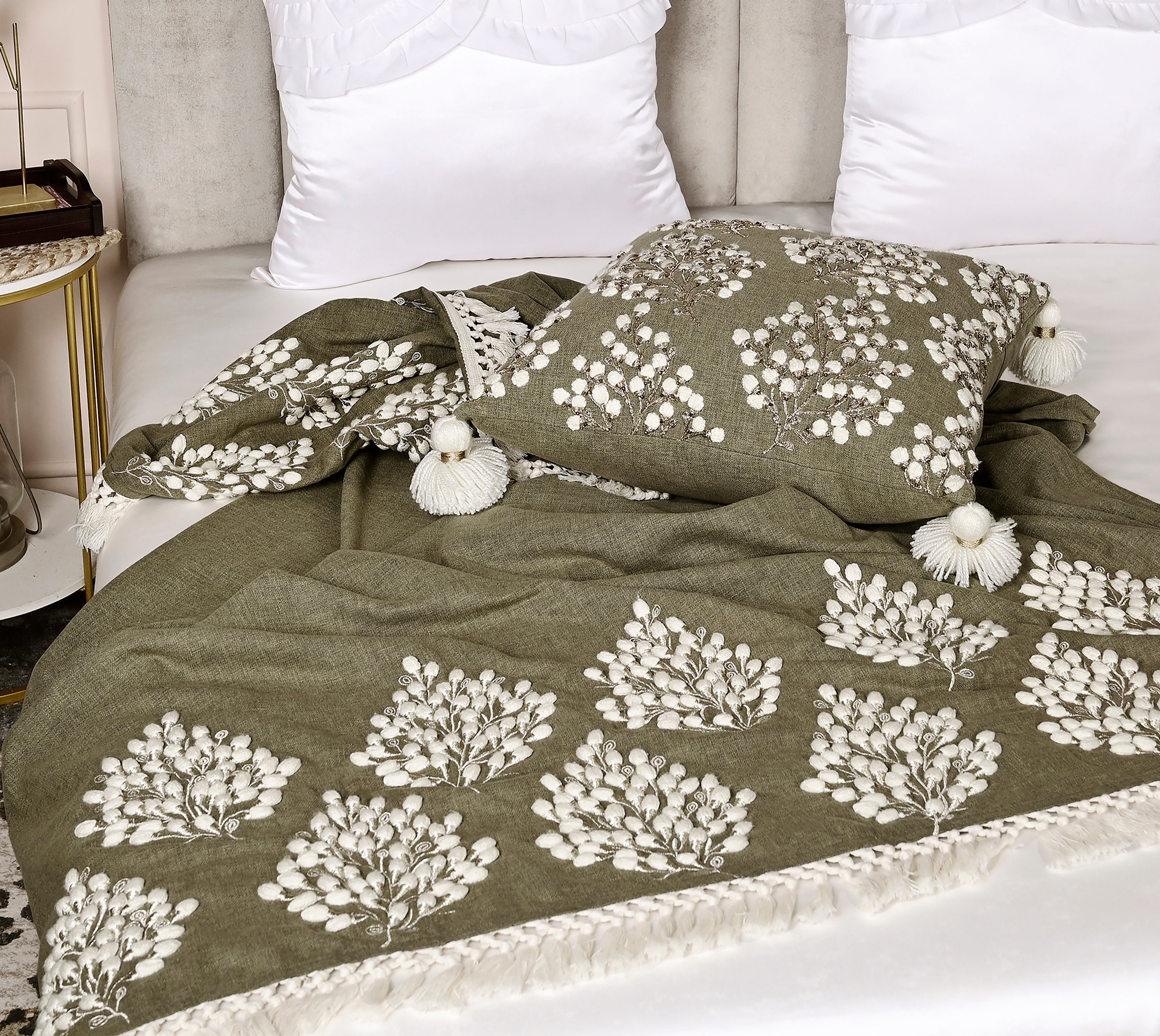 Isabella Sap Green Cotton Throw