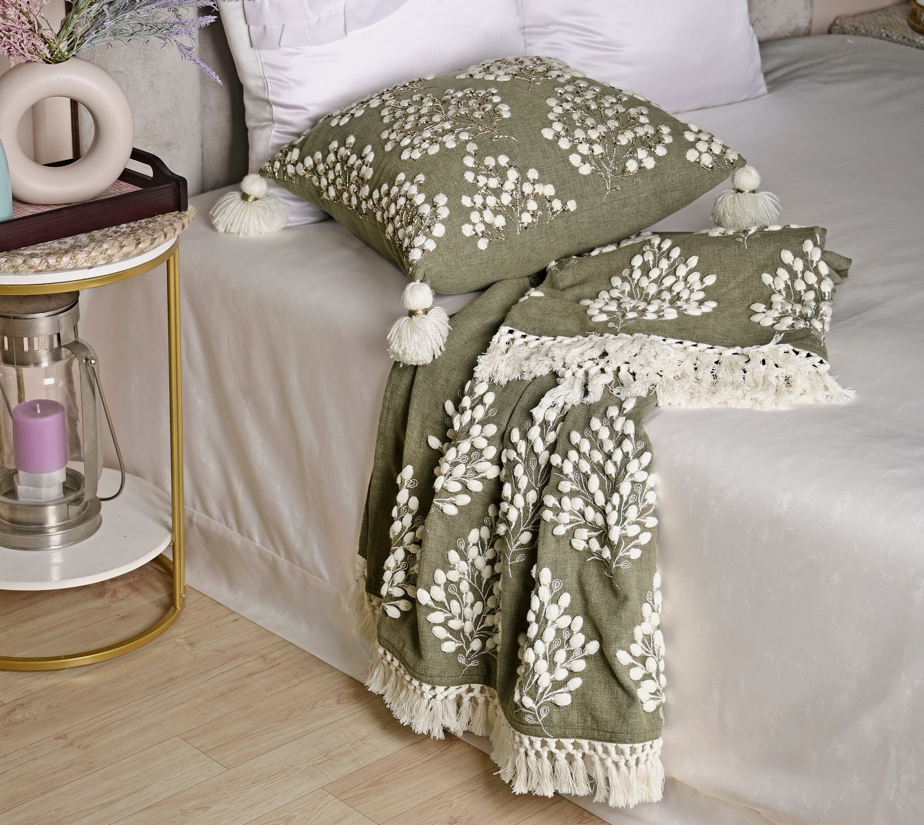 Isabella Sap Green Cotton Throw