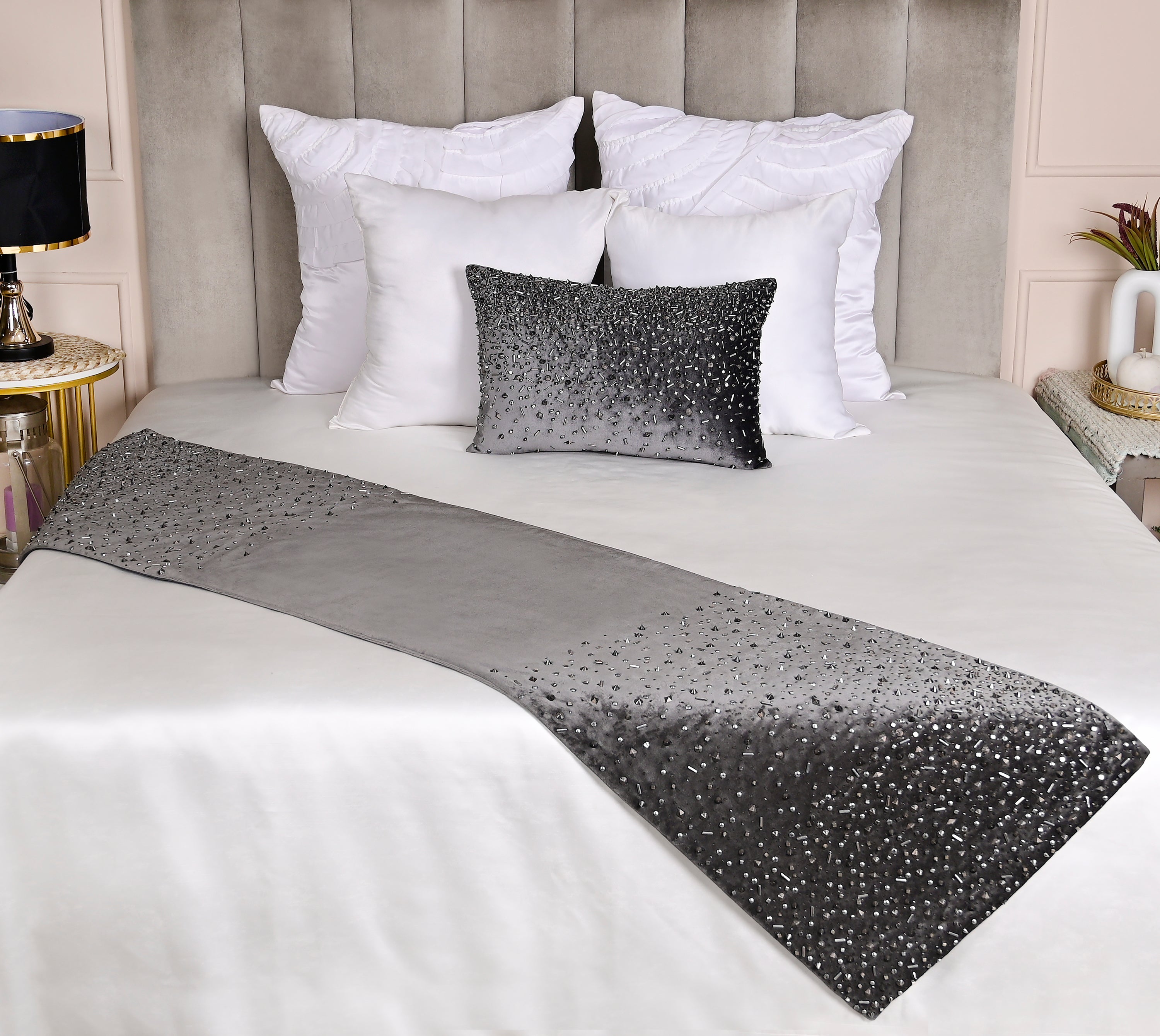 Grey Bed Runner Set