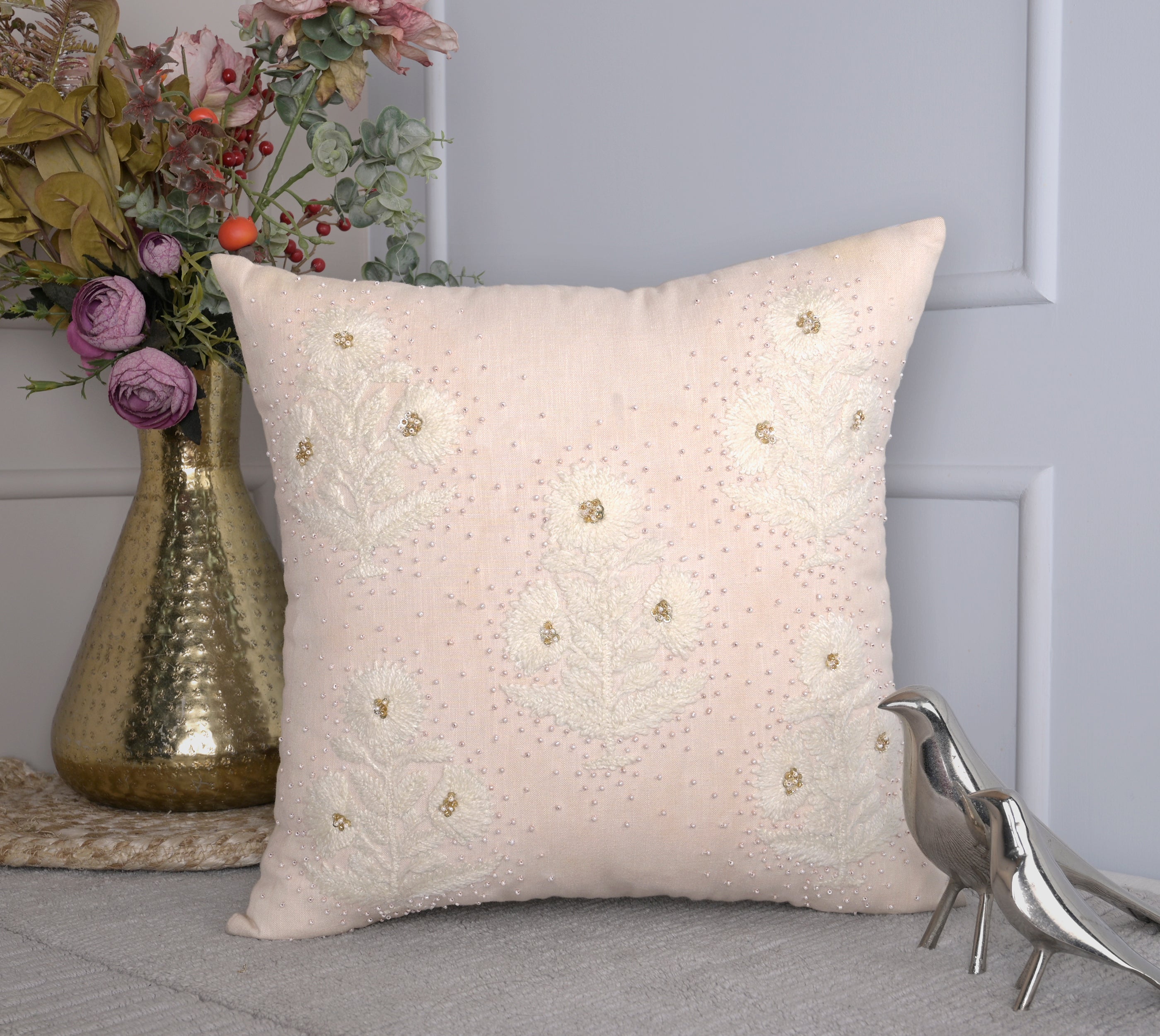 ISABELLA Peach Linen Cushion Cover