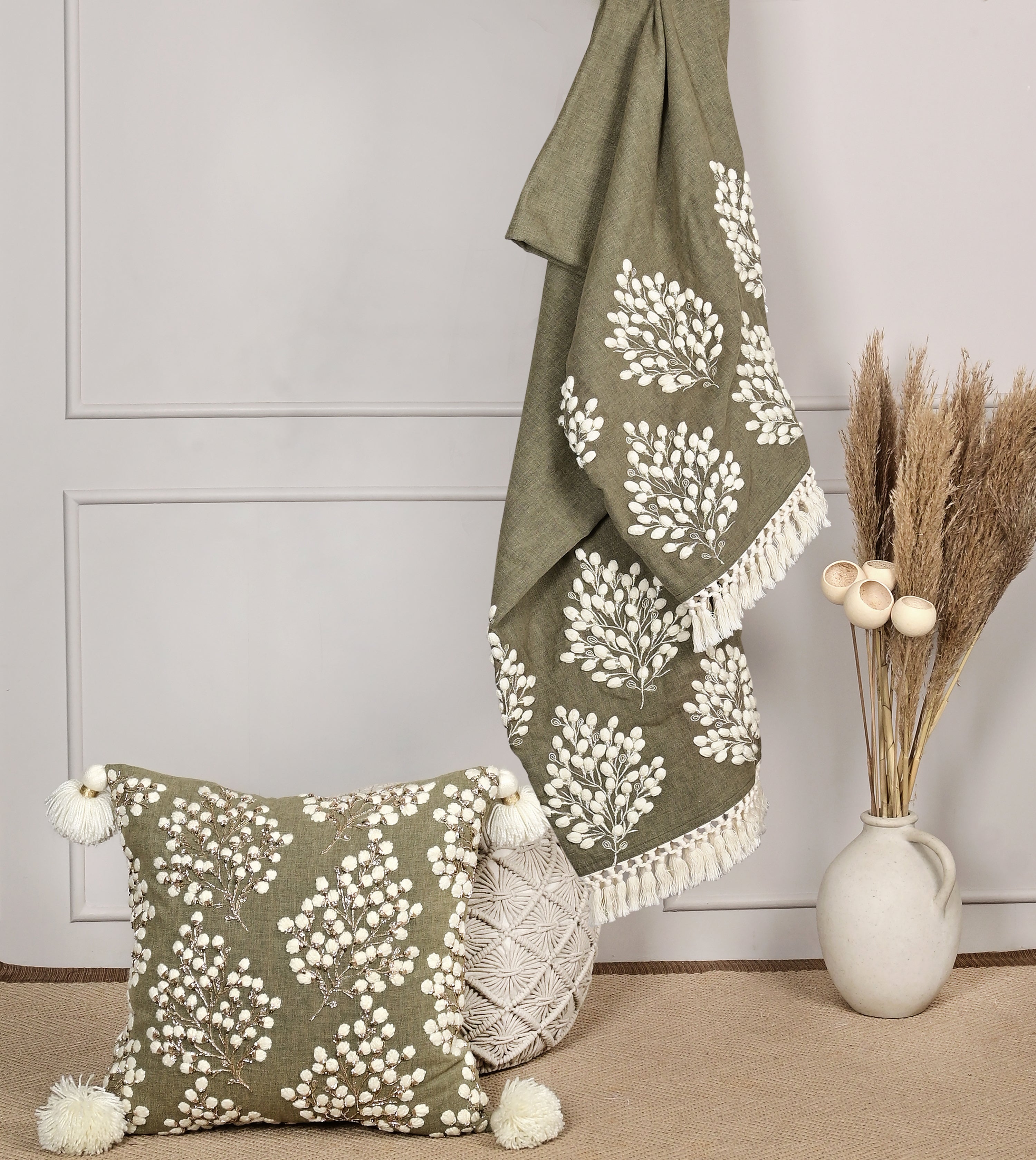 Isabella Sap Green Cotton Throw