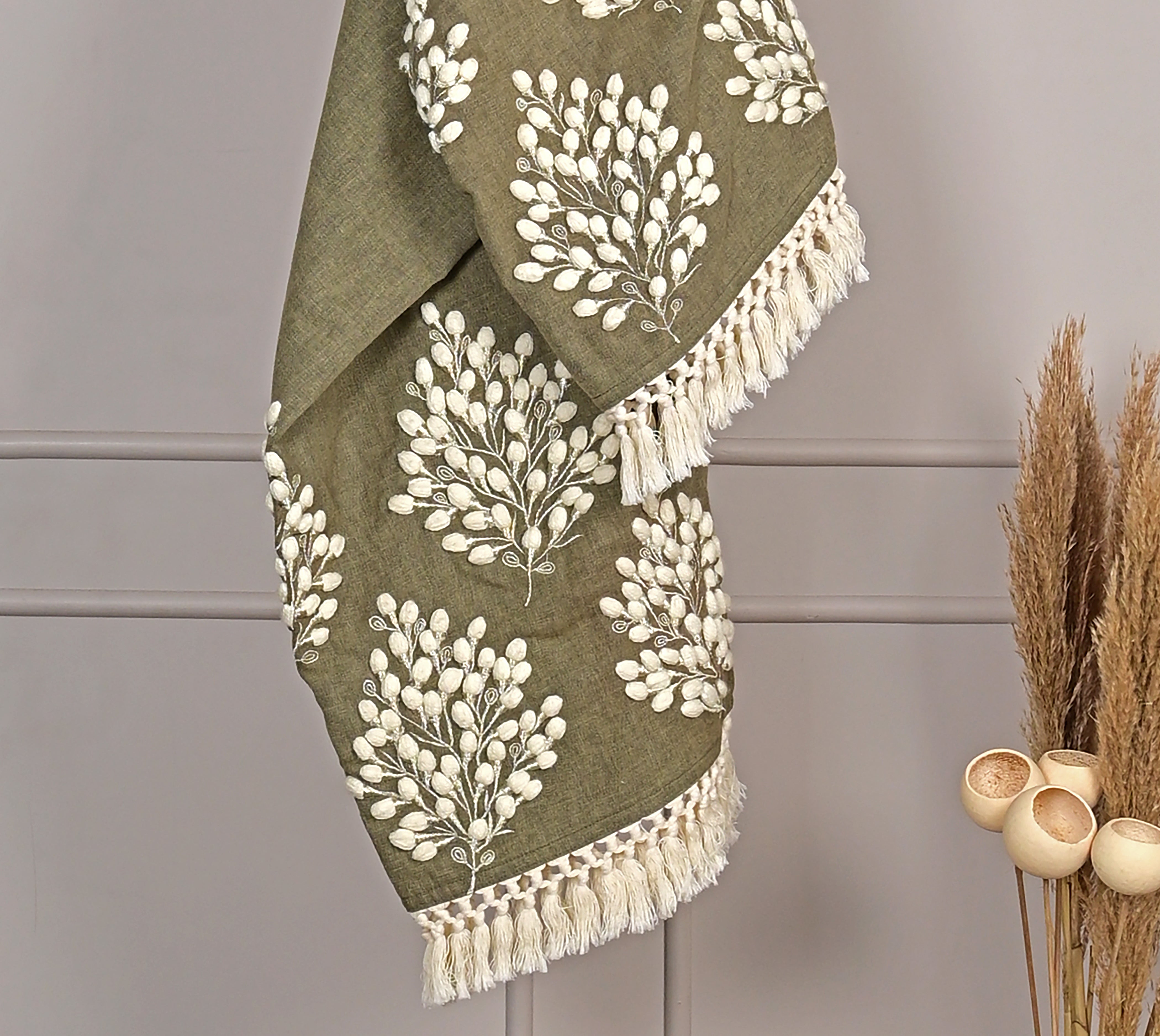 Isabella Sap Green Cotton Throw