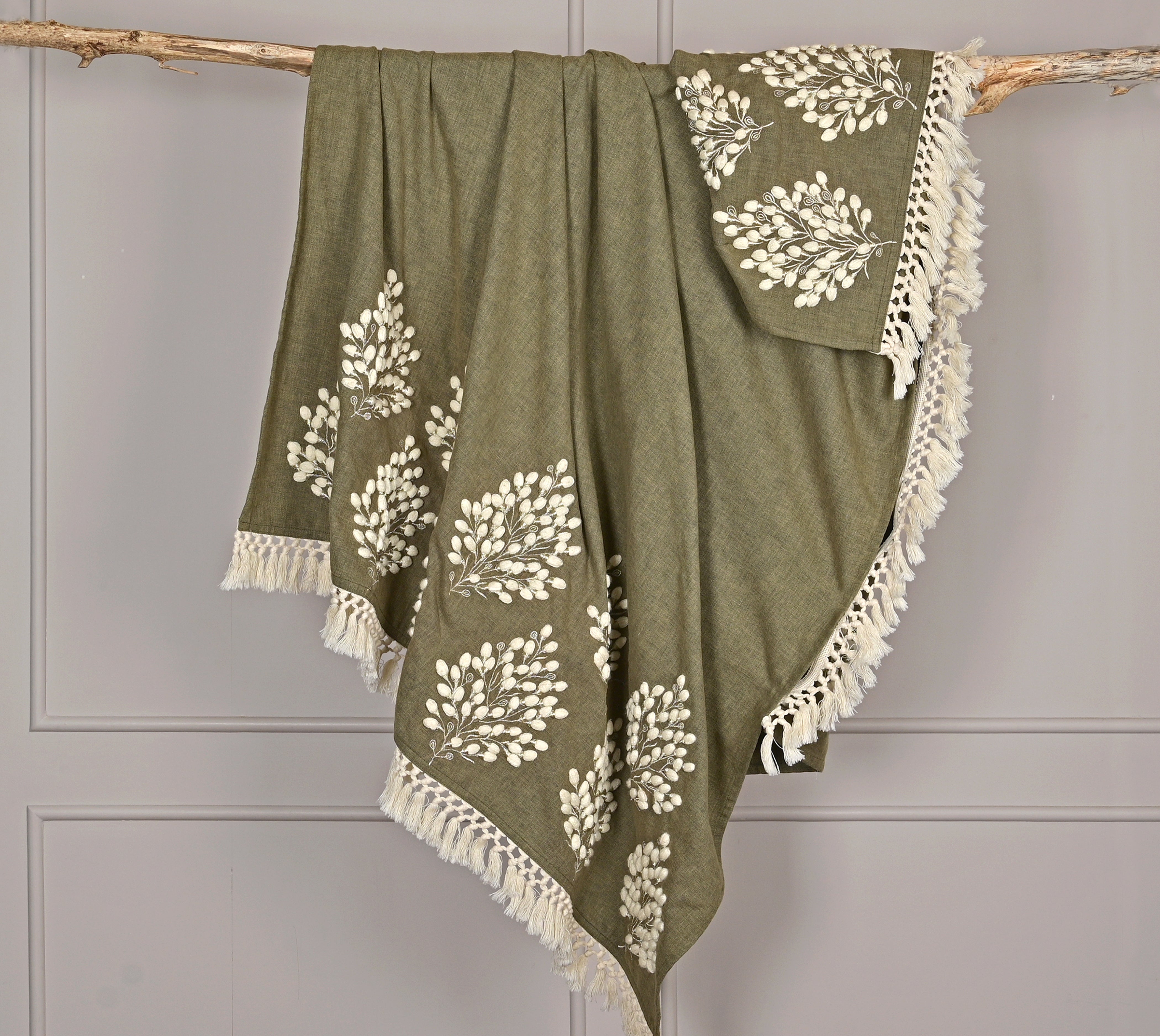 Isabella Sap Green Cotton Throw