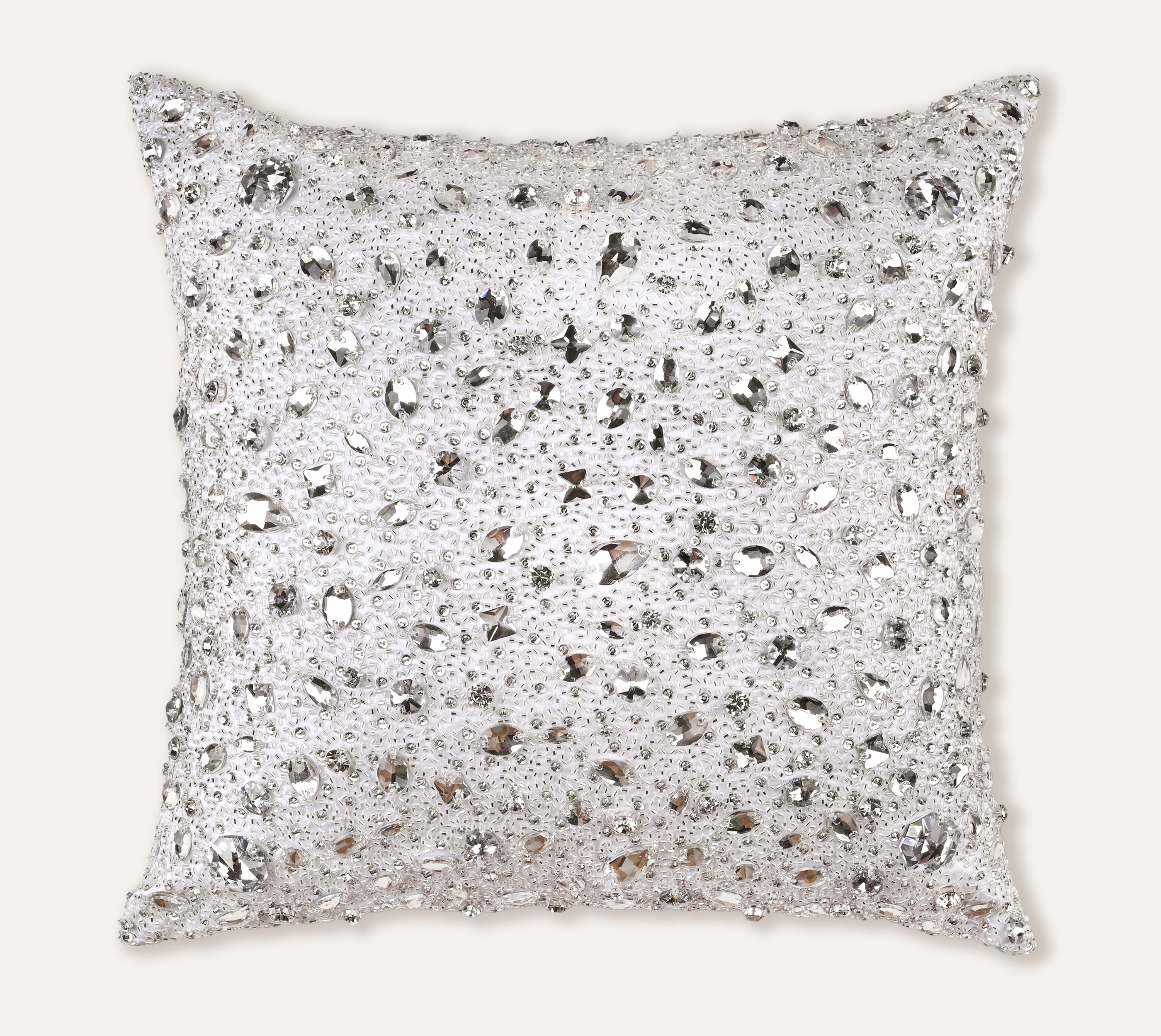 FORTUNE White Bling Satin Cushion Cover