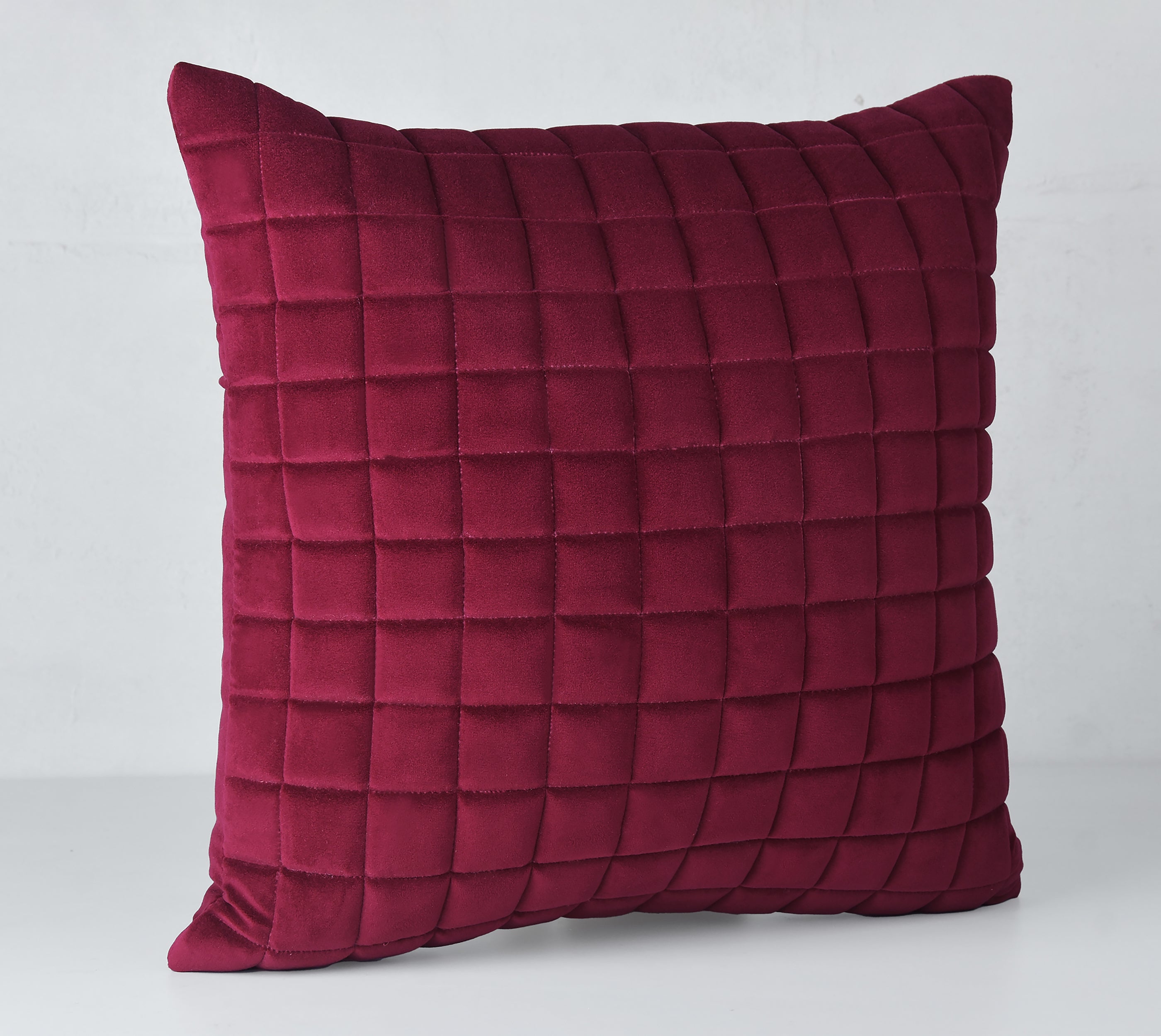 MATRIX Burgundy Quilted Velvet Cushion Cover