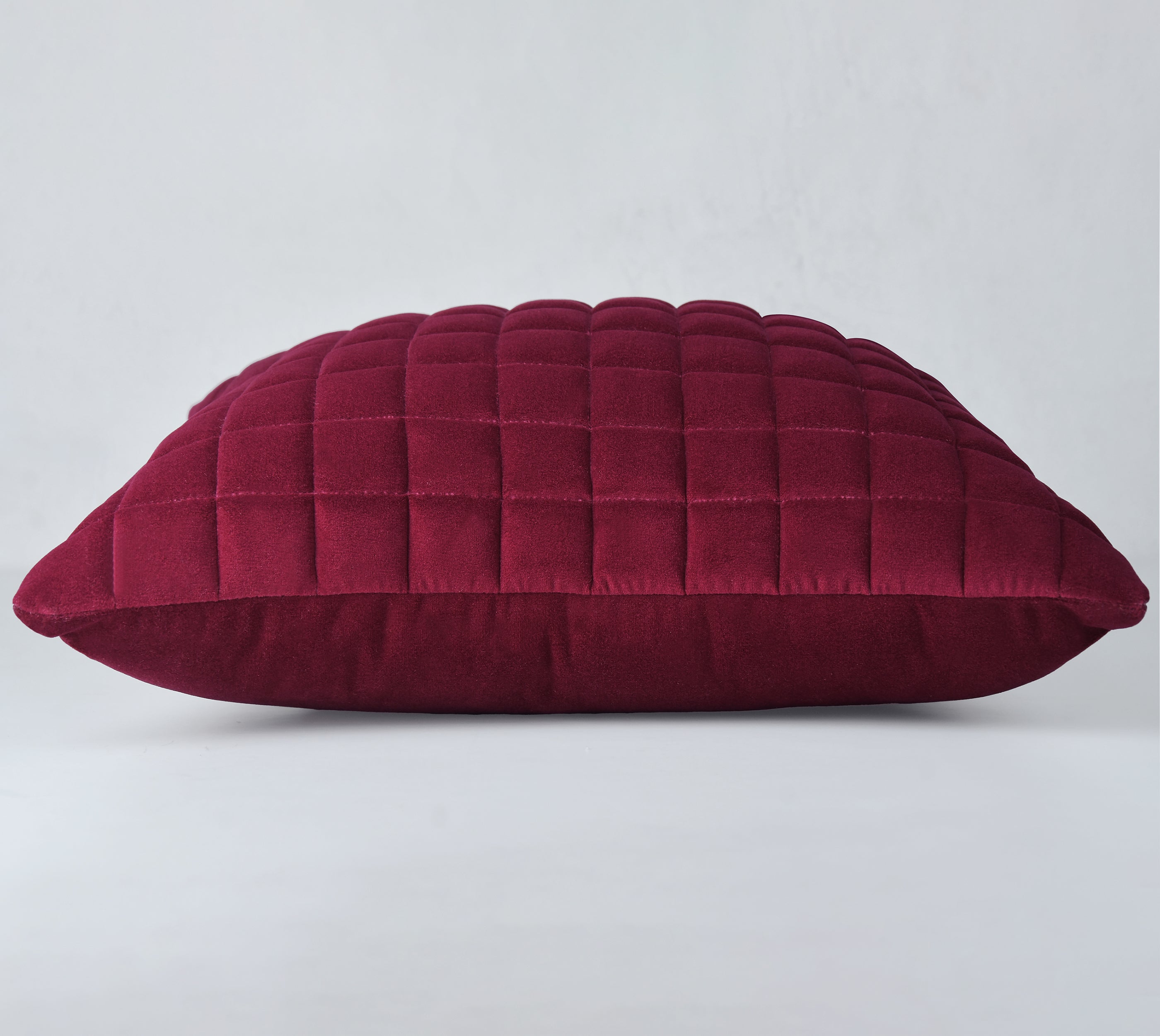 MATRIX Burgundy Quilted Velvet Cushion Cover