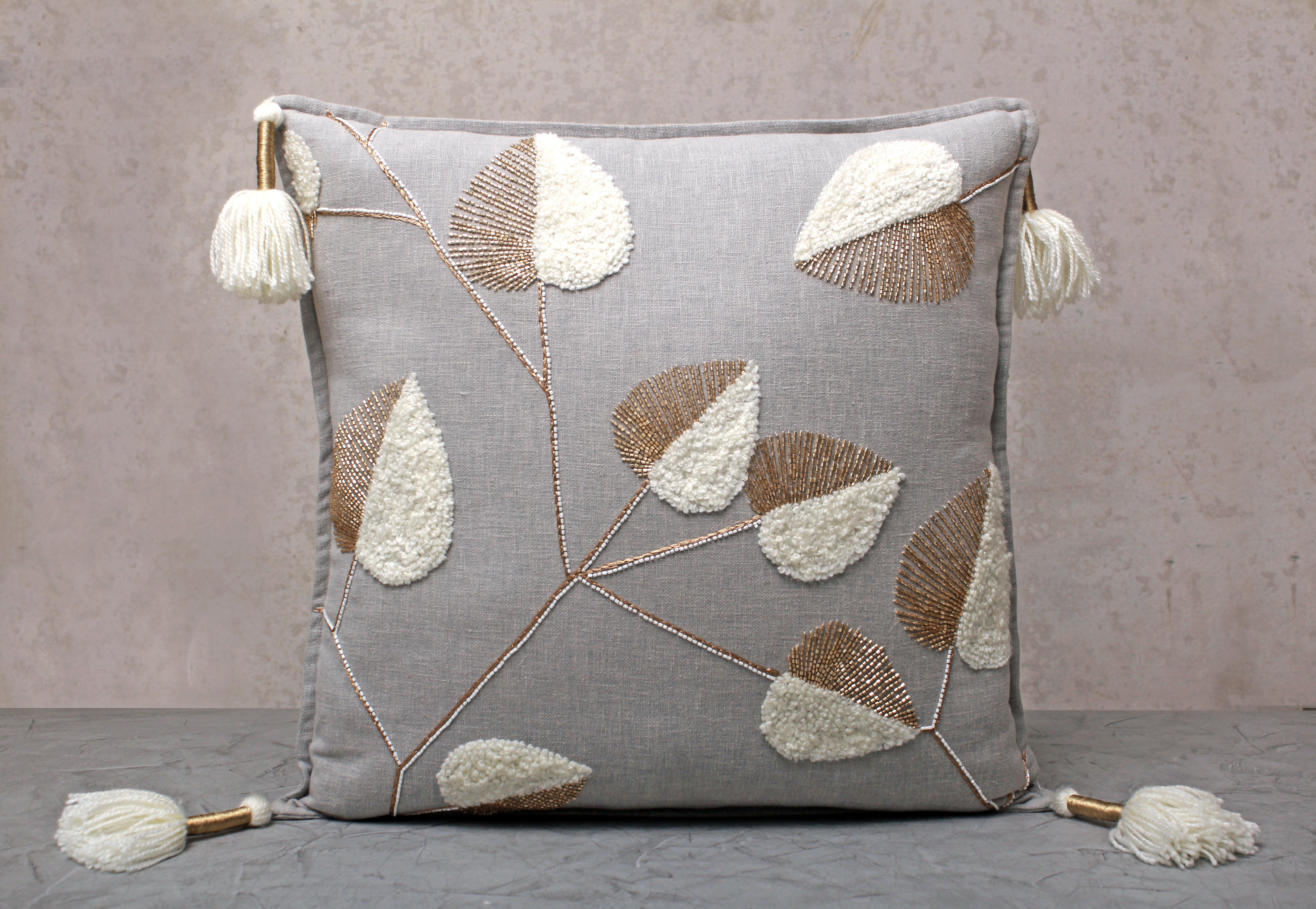 ISABELLA Grey Cotton Cushion Cover